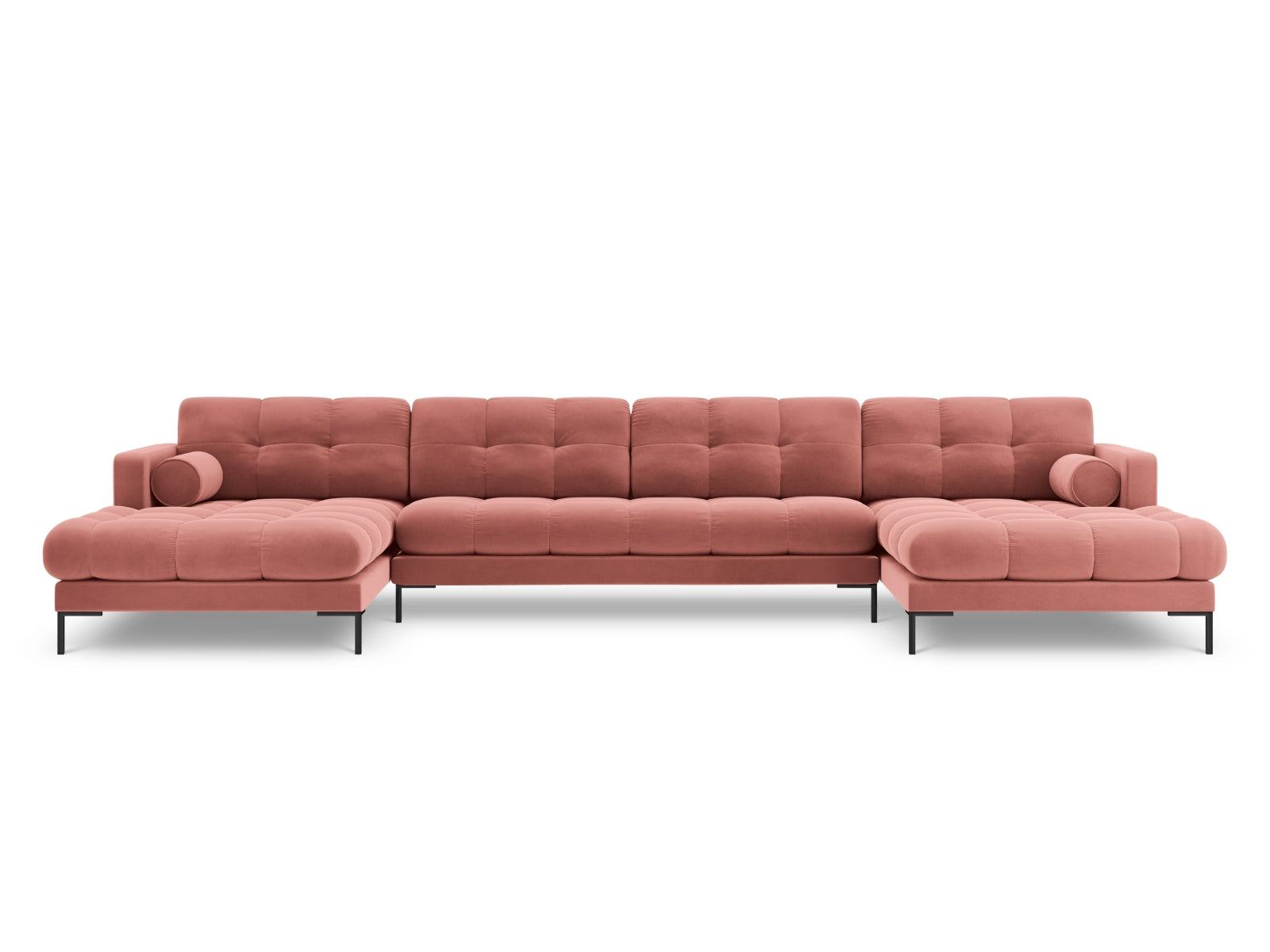 Elegantes 7-Sitzer Ecksofa Bali in Pink-Bluvel, ideal für stilvolle Wohnräume, von Cosmopolitan Design.