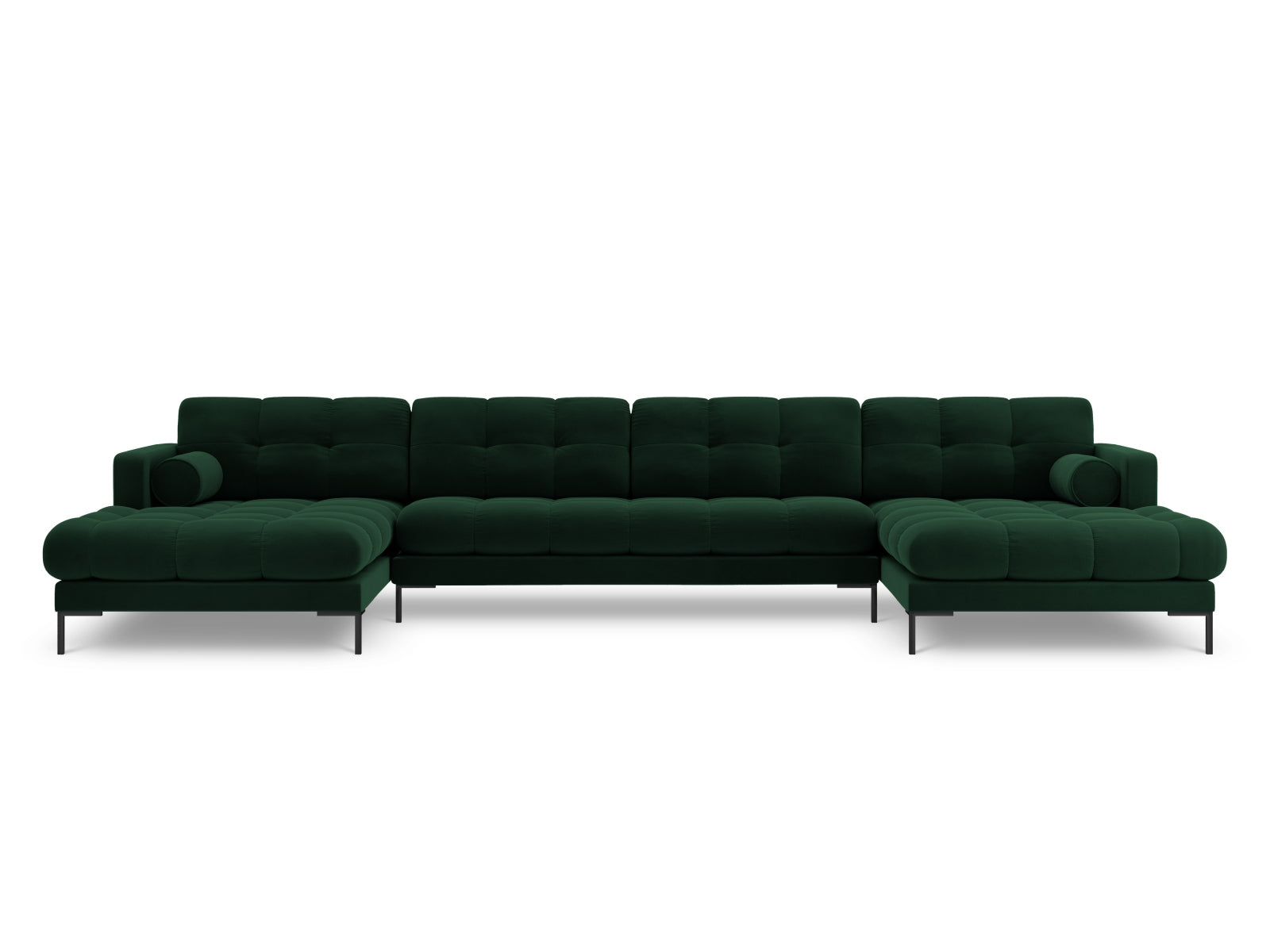 Elegantes 7-Sitzer Ecksofa Bali in sattem Flaschengrün, ideal für stilvolle Wohnräume, von Cosmopolitan Design.