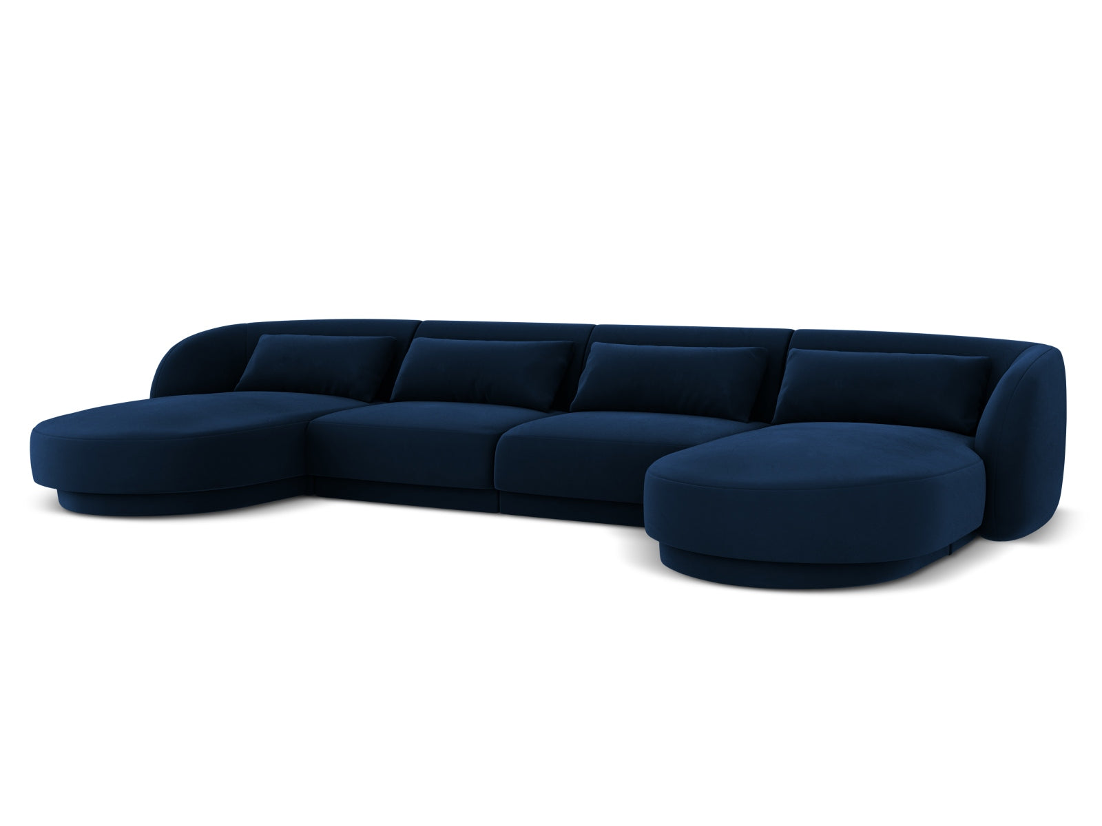 Luxuriöses Tulum Velour Panoramic Sofa in Royalblau, perfektes 5-Sitzer für moderne Wohnzimmer von Cosmopolitan Design.