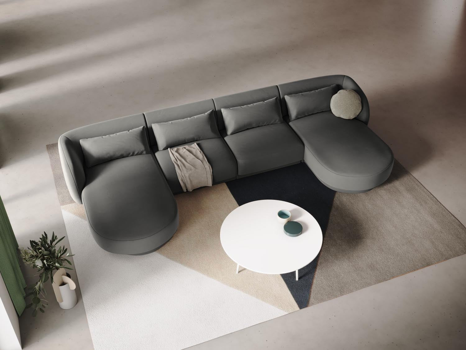 Tulum Velour Panoramic Sofa 5 Sitzer 156cm in Light Grey präsentiert im Onlineshop von KAQTU Design AG. 3er Sofa ist von Cosmopolitan Design