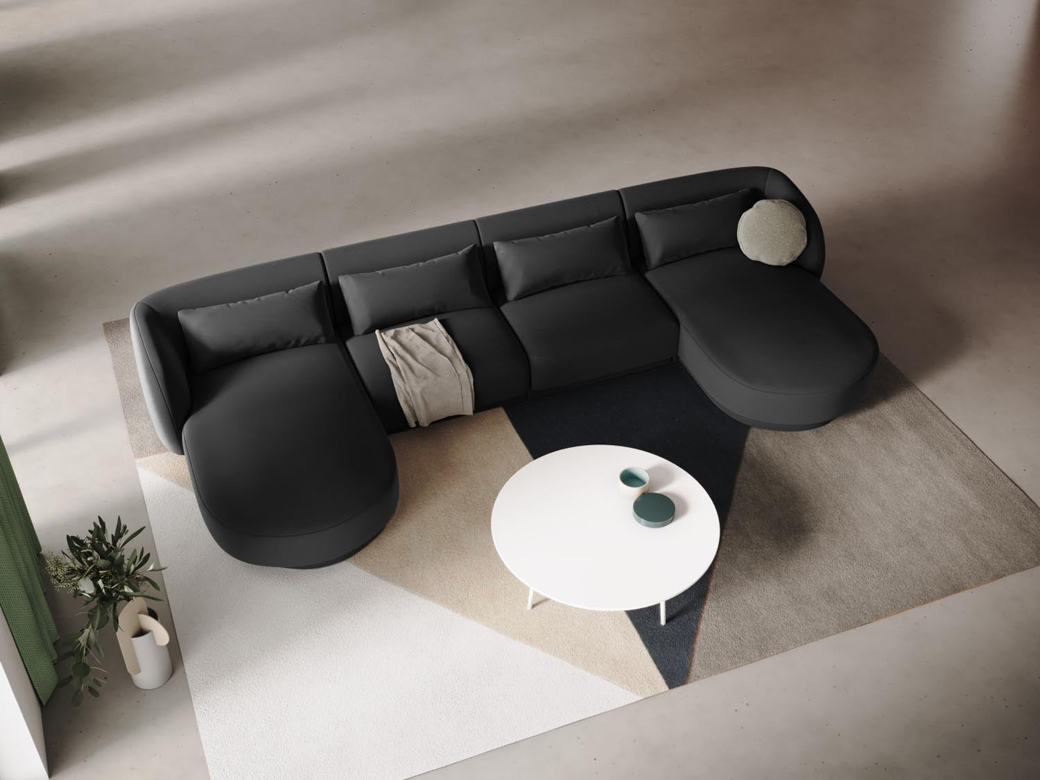 Tulum Velour Panoramic Sofa 5 Sitzer 156cm in Grey präsentiert im Onlineshop von KAQTU Design AG. 3er Sofa ist von Cosmopolitan Design