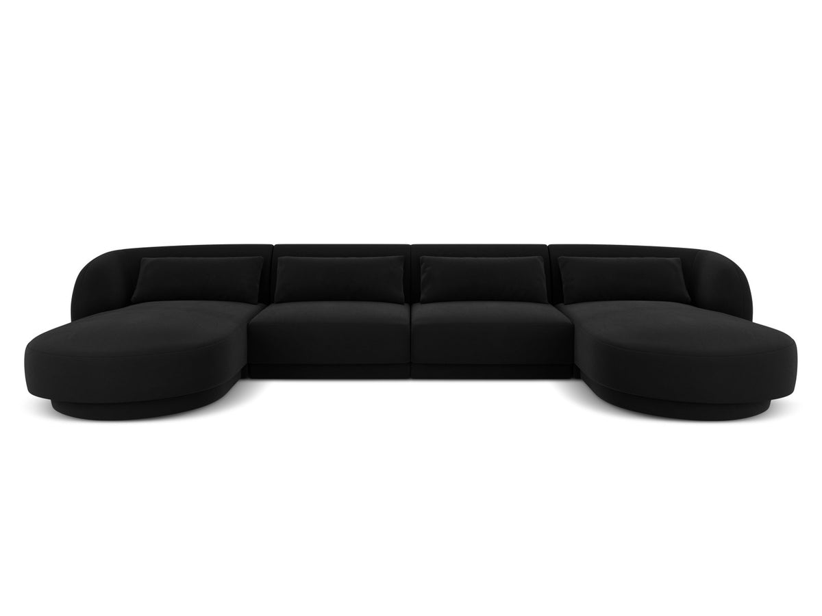 Tulum Velour Panoramic Sofa 5 Sitzer 156cm in Black-Bluvel präsentiert im Onlineshop von KAQTU Design AG. 3er Sofa ist von Cosmopolitan Design