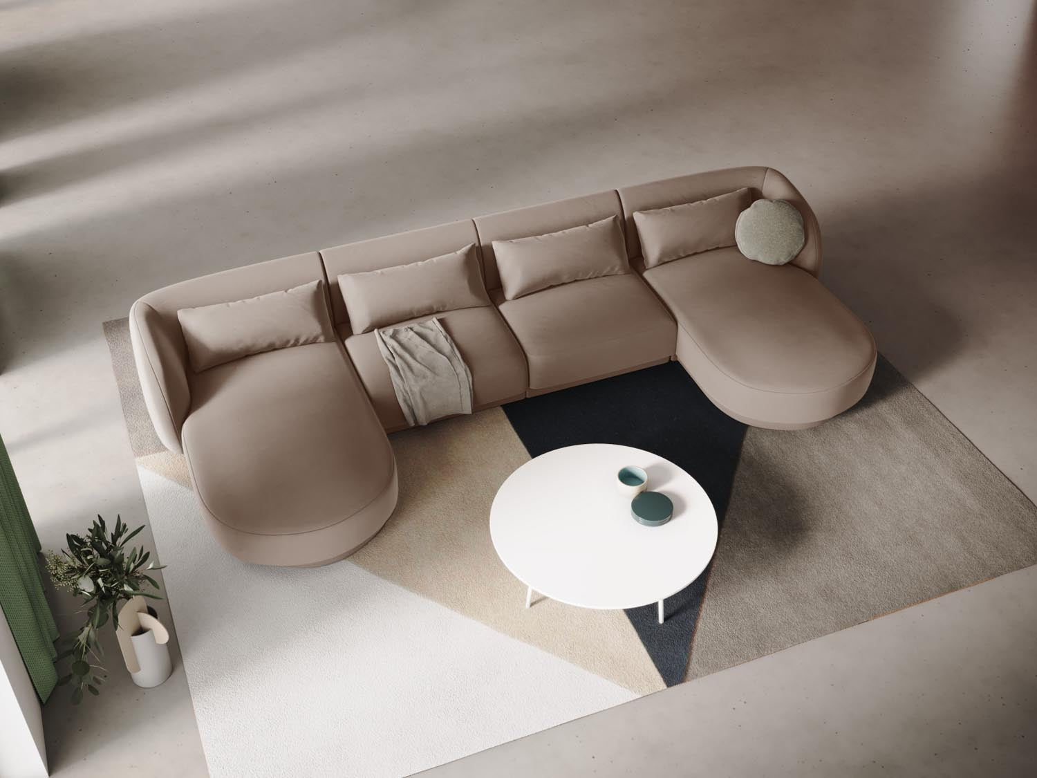 Tulum Velour Panoramic Sofa 5 Sitzer 156cm in Beige präsentiert im Onlineshop von KAQTU Design AG. 3er Sofa ist von Cosmopolitan Design