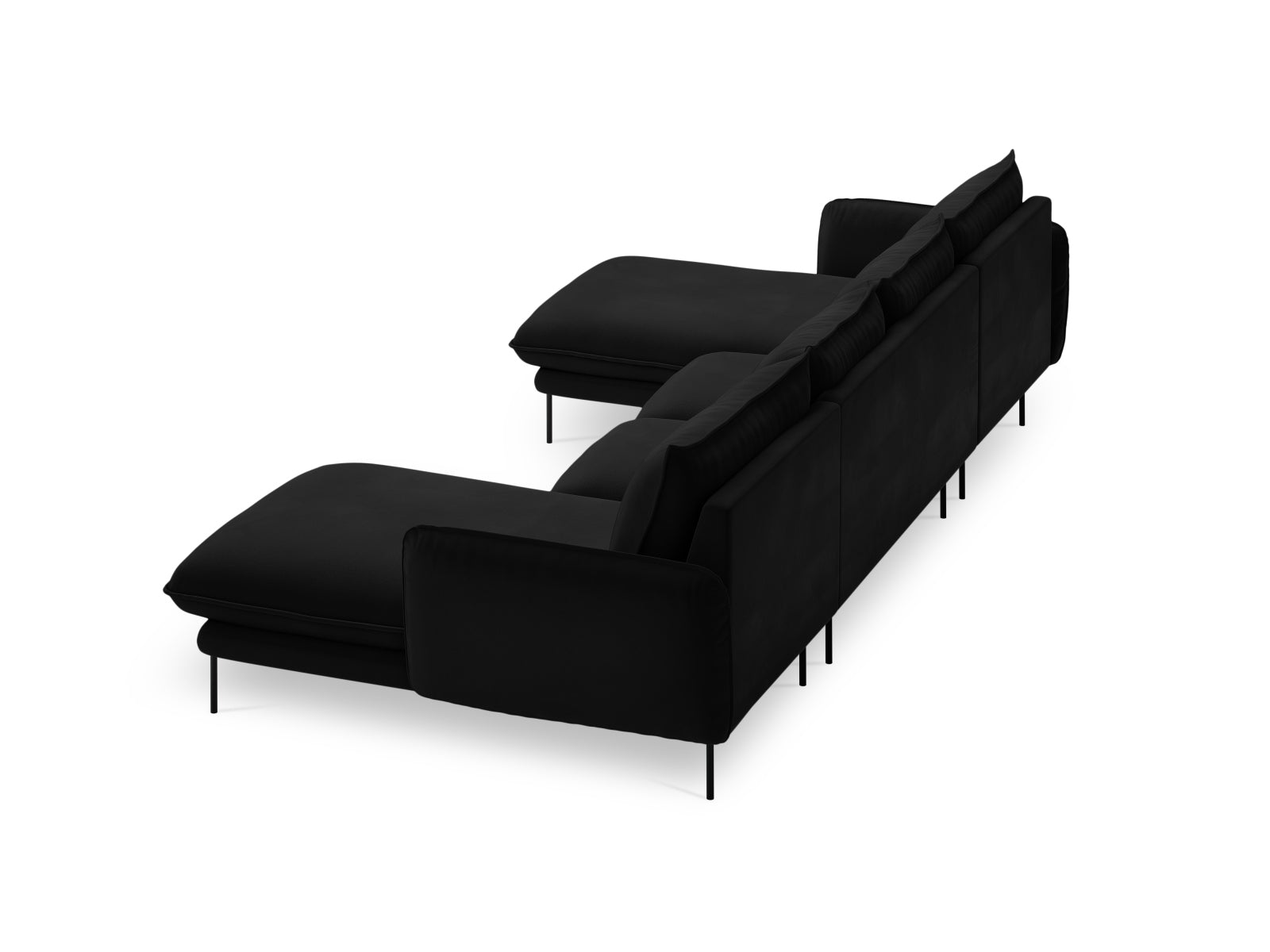 Vienna Velour Panoramic Sofa 6 Sitzer 170cm in Black/Schwarz-Bluvel präsentiert im Onlineshop von KAQTU Design AG. 3er Sofa ist von Cosmopolitan Design