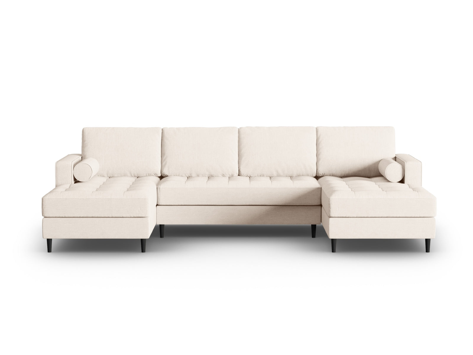 Elegantes 6-Sitzer Ecksofa Aspen in sanftem Light Beige-Melva, ideal für stilvolle Wohnräume und gesellige Abende.