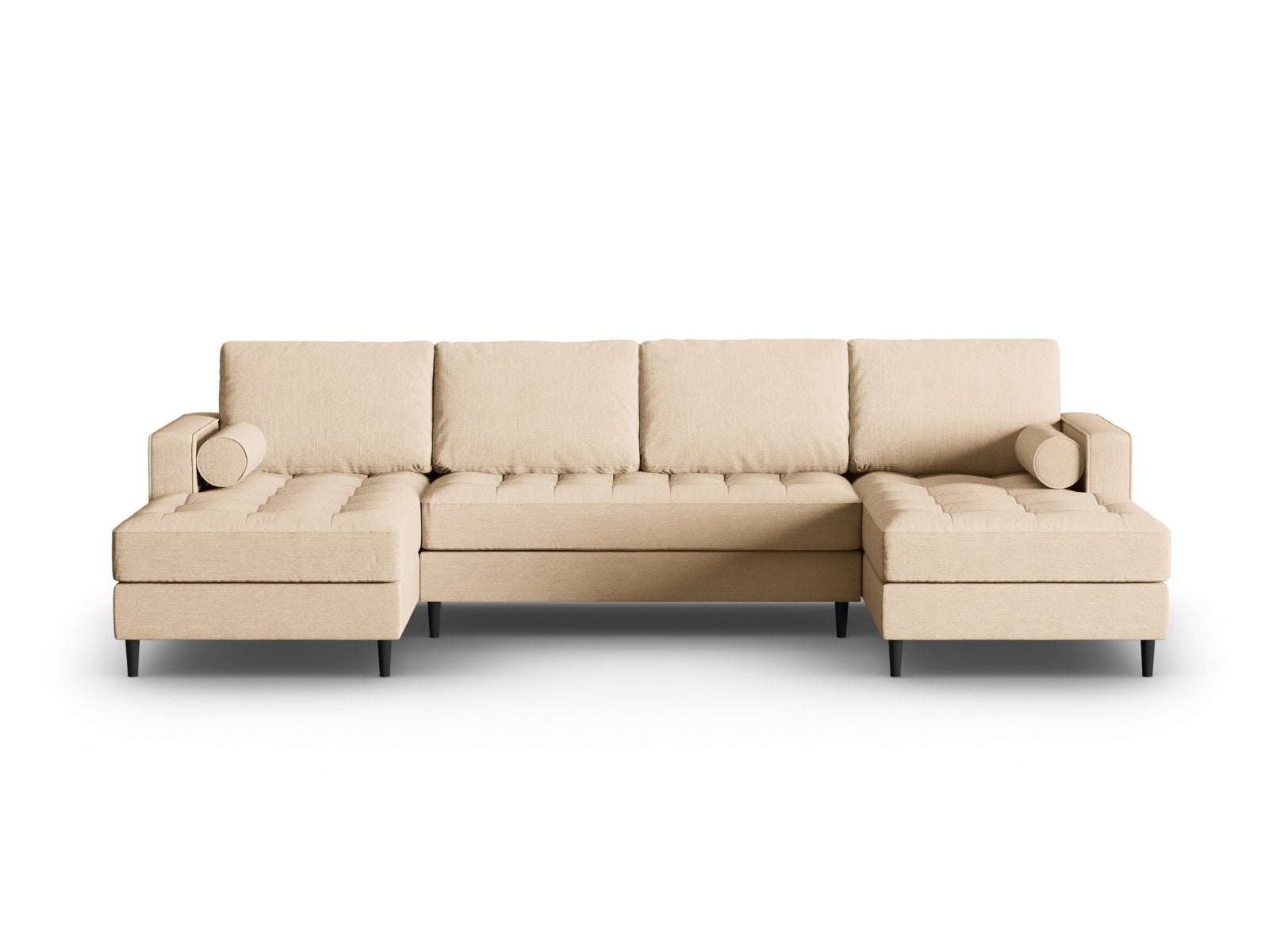 Elegantes 6-Sitzer Ecksofa Aspen in stilvollem Beige-Melva, ideal für moderne Wohnräume, präsentiert von Cosmopolitan Design.