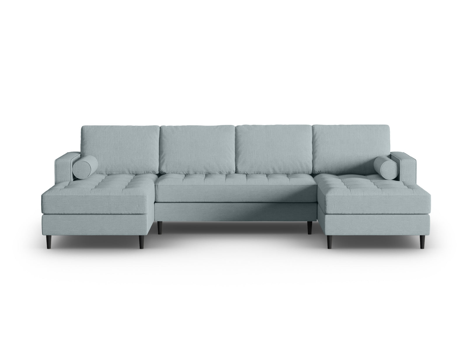 Elegantes 6-Sitzer Ecksofa Aspen in stilvollem Blue-Melva, ideal für moderne Wohnräume, von Cosmopolitan Design.