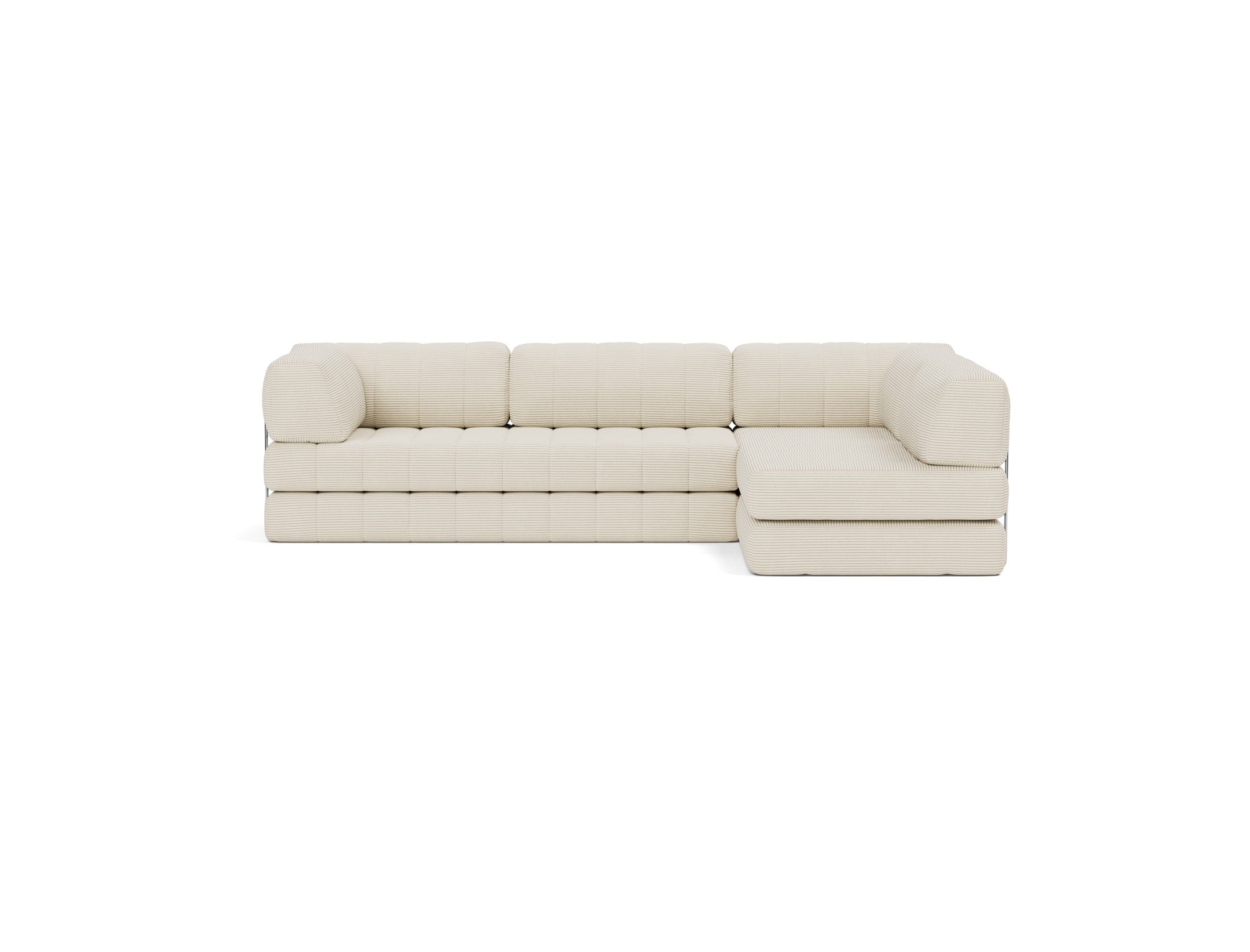 CozyPad Schlafsofa L-Shape mit Armlehne in 594 Corduroy Ivory präsentiert im Onlineshop von KAQTU Design AG. Bettsofa rechts ist von Innovation Living