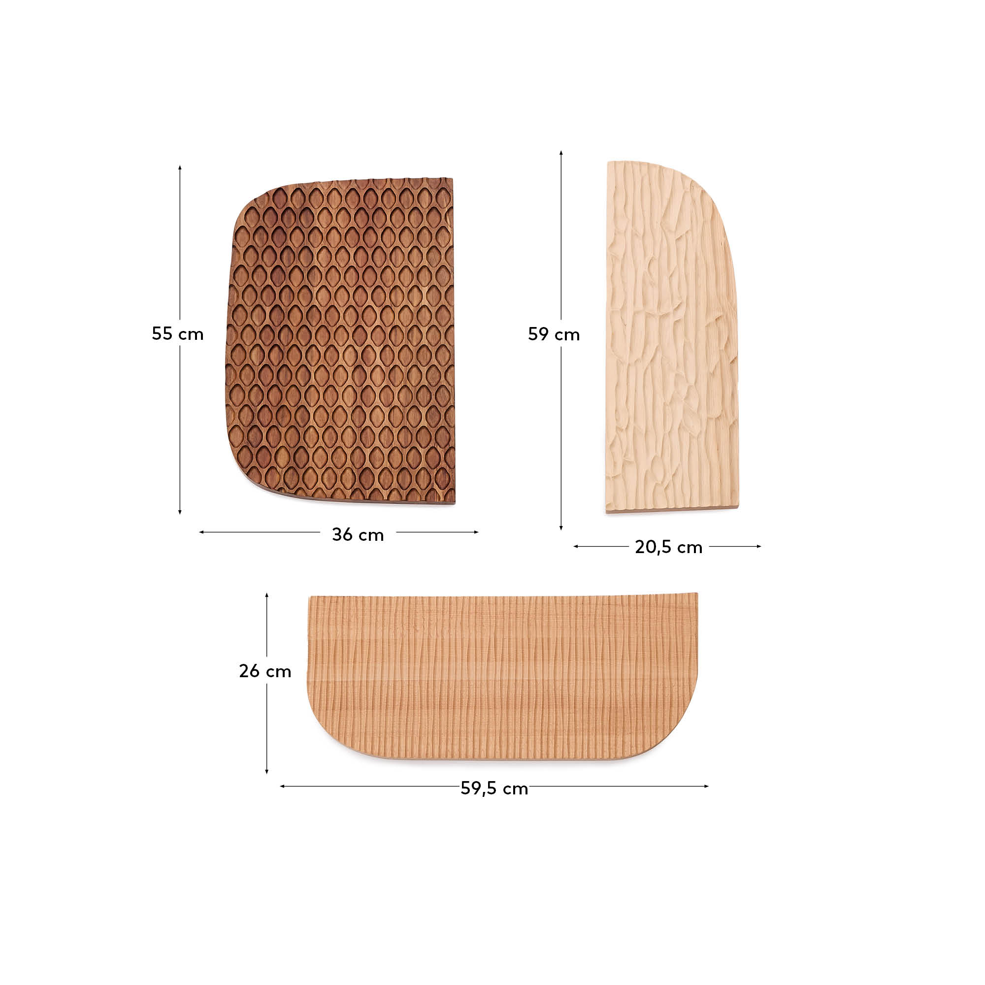 3-teiliges Wandpaneel aus FSC-zertifiziertem Akazienholz von Kave Home, perfekt für nachhaltige und moderne Raumgestaltung.