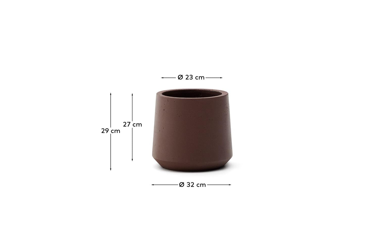 Setze stilvolle Akzente in Deinem Zuhause mit dem Blumentopf Calun aus robustem Zement in Weinrot (Ø 32 cm) von Kave Home – perfekt für drinnen und draußen.
