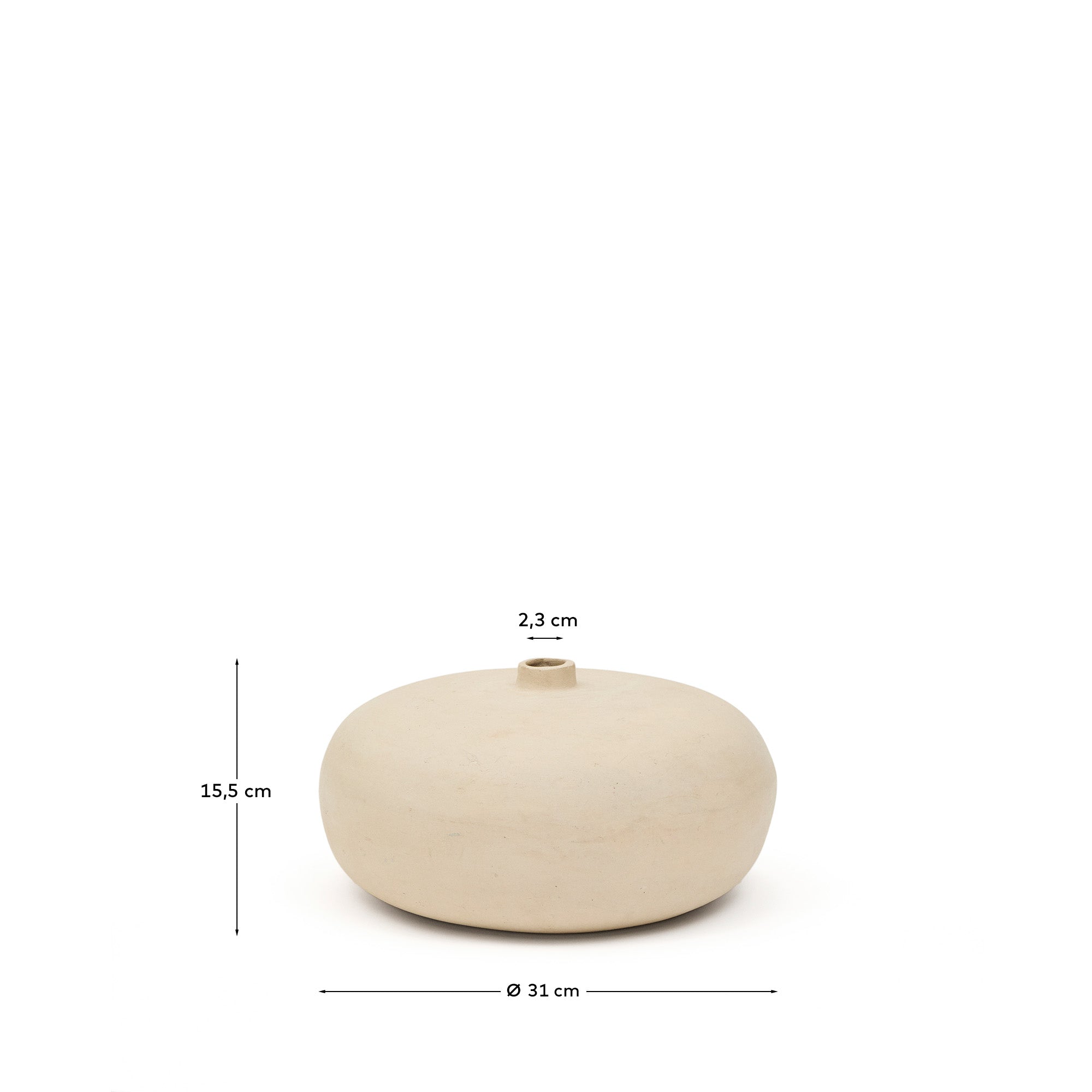 Elegante Nivala Vase aus Pappmaché in strahlendem Weiß, 15,5 cm hoch, ideal für individuelle Blumendekorationen und als stilvolles Wohnaccessoire.