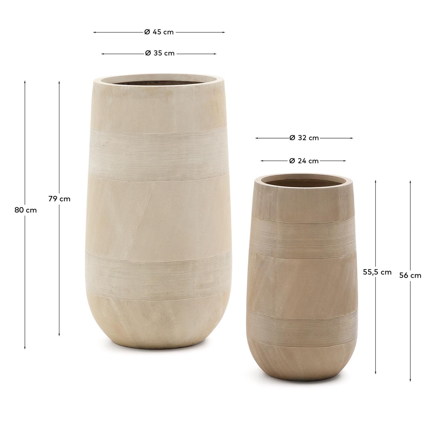 Blumentopf Tival in Zementoptik beige Ø 45 cm in Hellgrau präsentiert im Onlineshop von KAQTU Design AG. Blumentopf ist von Kave Home