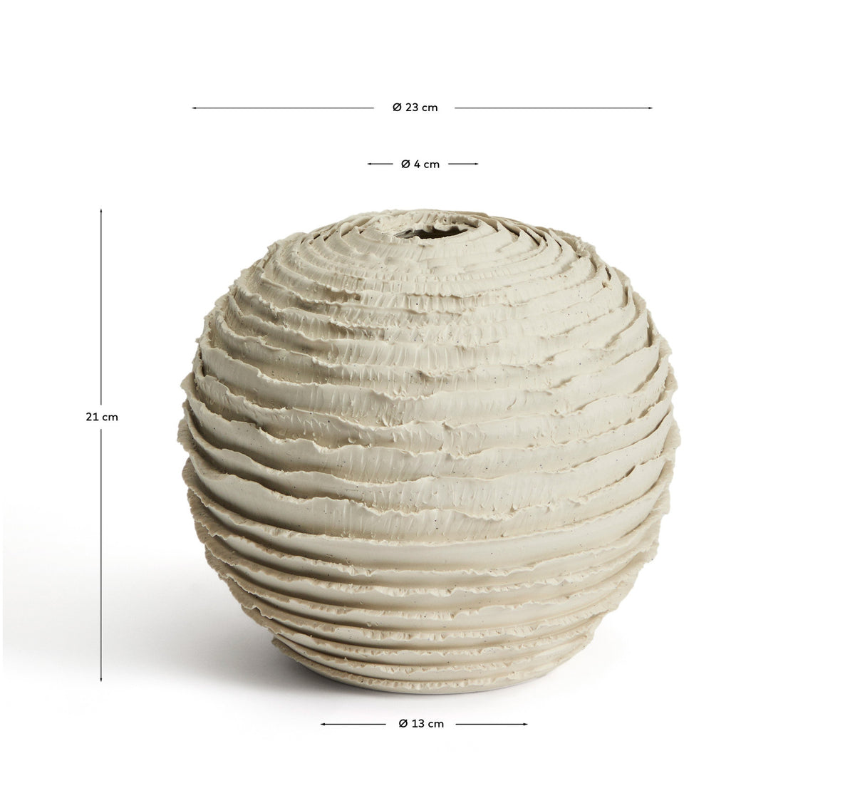 Vase Evania aus beigefarbener Keramik 21 cm in Weiss präsentiert im Onlineshop von KAQTU Design AG. Vase ist von Kave Home