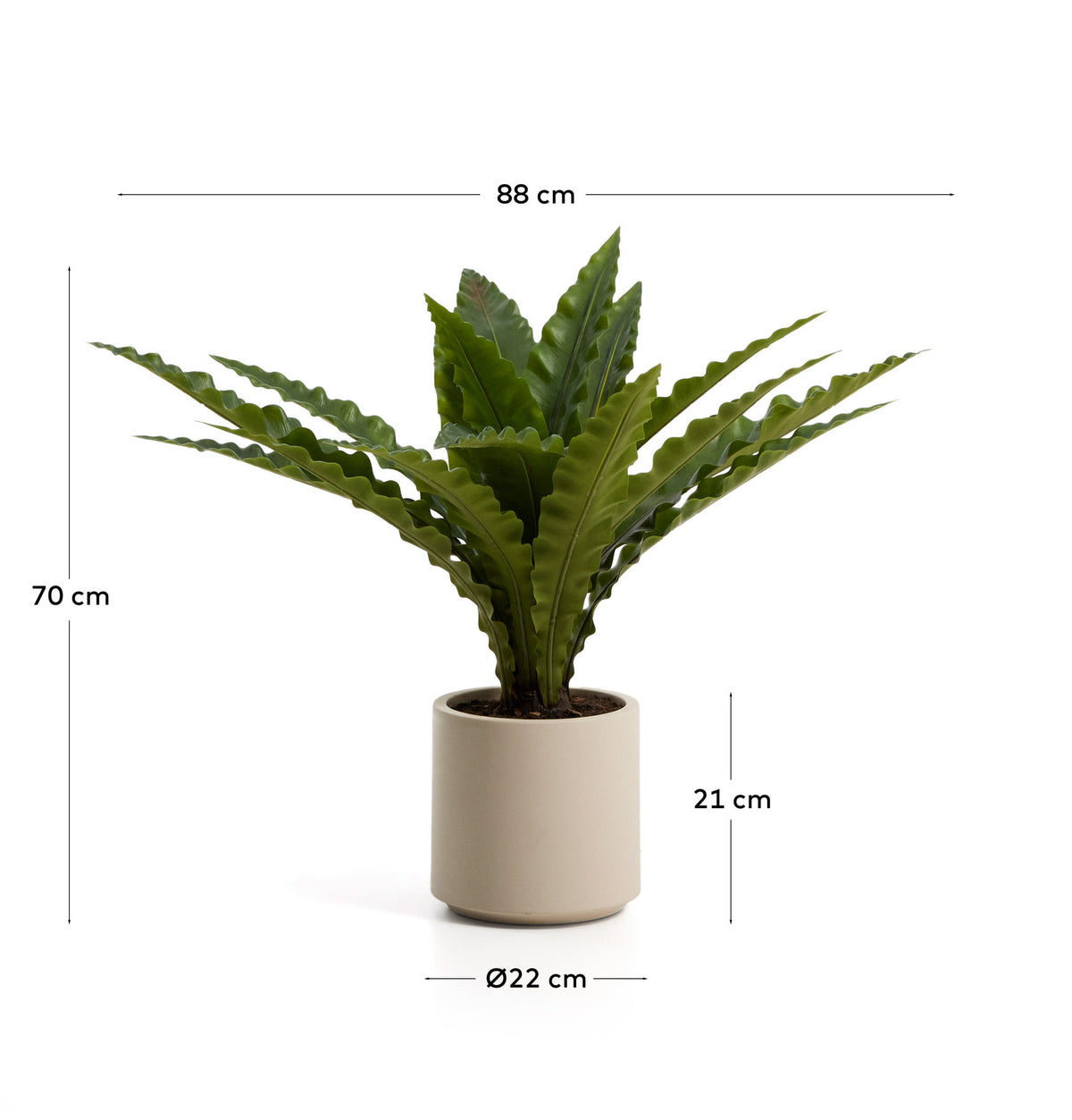 Künstlicher Nestfarn mit weissem Topf, 70 cm in Weiss präsentiert im Onlineshop von KAQTU Design AG. Kunstpflanze ist von Kave Home