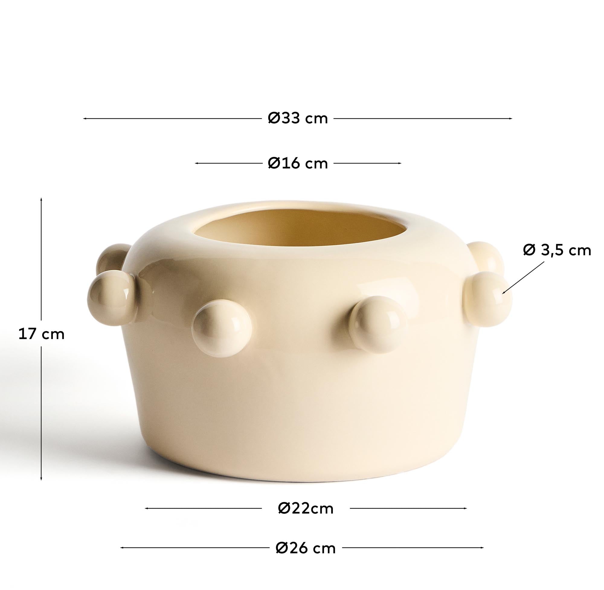 Stilvolle Vase Odra in zartem Ecru, 17 cm hoch, gefertigt aus edler Keramik mit schimmerndem Finish – perfekt für dekorative Akzente.