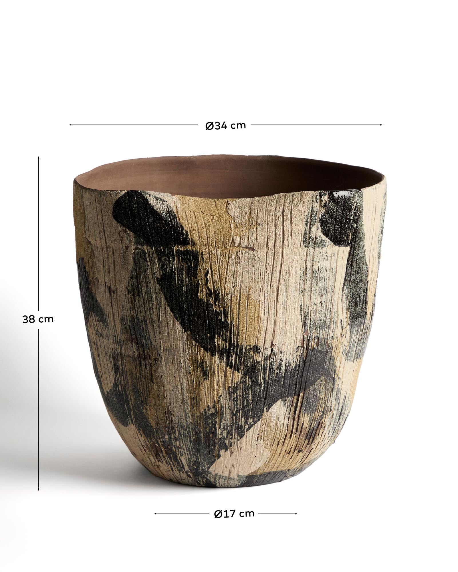 Elegante braune Keramikvase Dirva, 38 cm hoch, ideal für florale Dekorationen und als stilvolles Wohnaccessoire.
