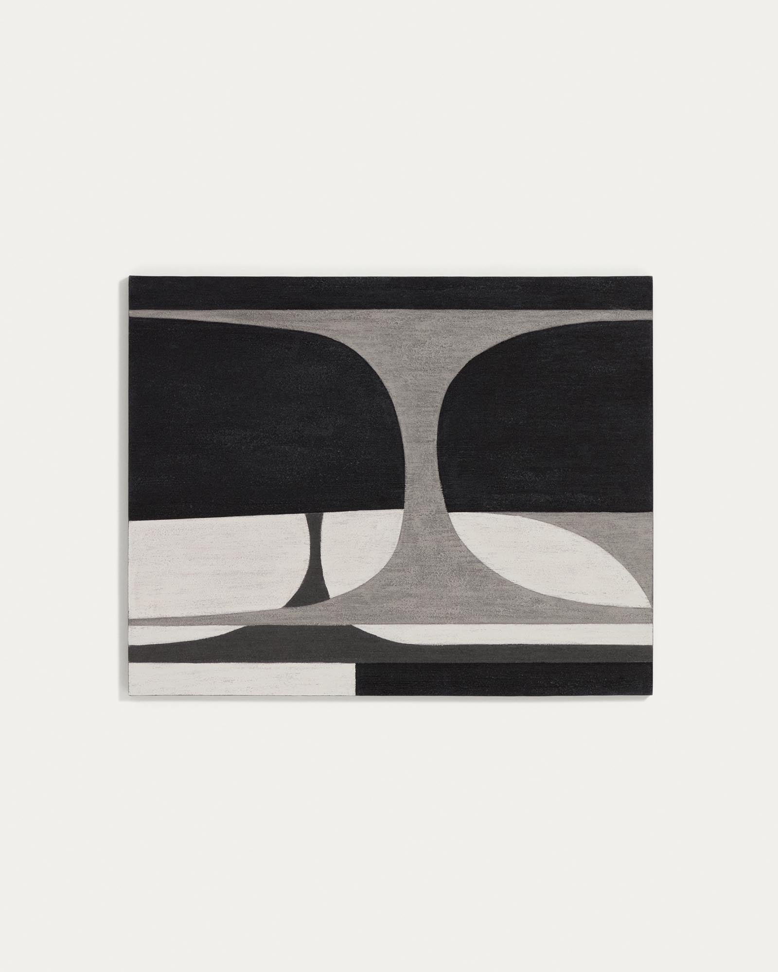 Elegantes abstraktes Kunstwerk in Schwarz und Weiß, 80 x 100 cm, ideal für moderne Wohnräume und kreative Akzente, erhältlich bei Kave Home.