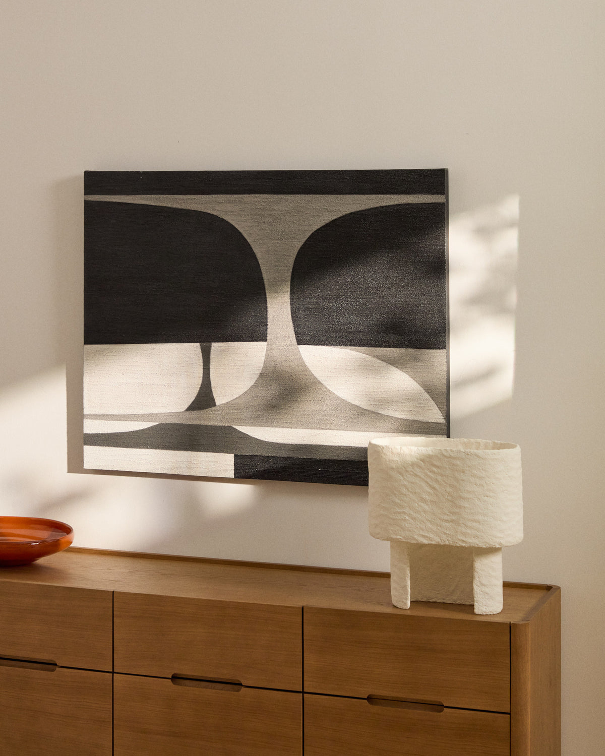 Abstraktes Bild Onure in Schwarz und Weiss, 80 x 100 cm in Weiss, Schwarz, Grau, Beige präsentiert im Onlineshop von KAQTU Design AG. Bild ist von Kave Home