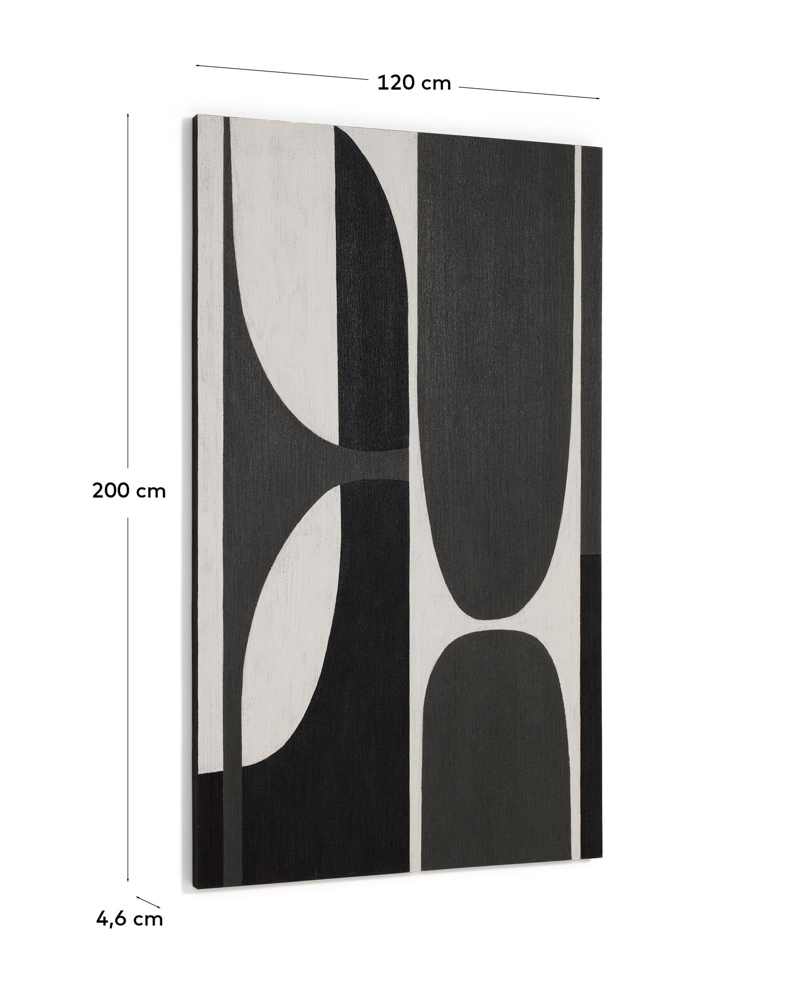 Faszinierendes abstraktes Kunstwerk in Schwarz-Weiß, 120 x 200 cm, perfekt für zeitgenössische Inneneinrichtungen und kreative Akzente.