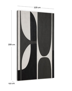 Abstraktes Bild Onure in Schwarz und Weiss, 120 x 200 cm