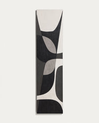 Abstraktes Bild Onure in Schwarz und Weiss, 45 x 180