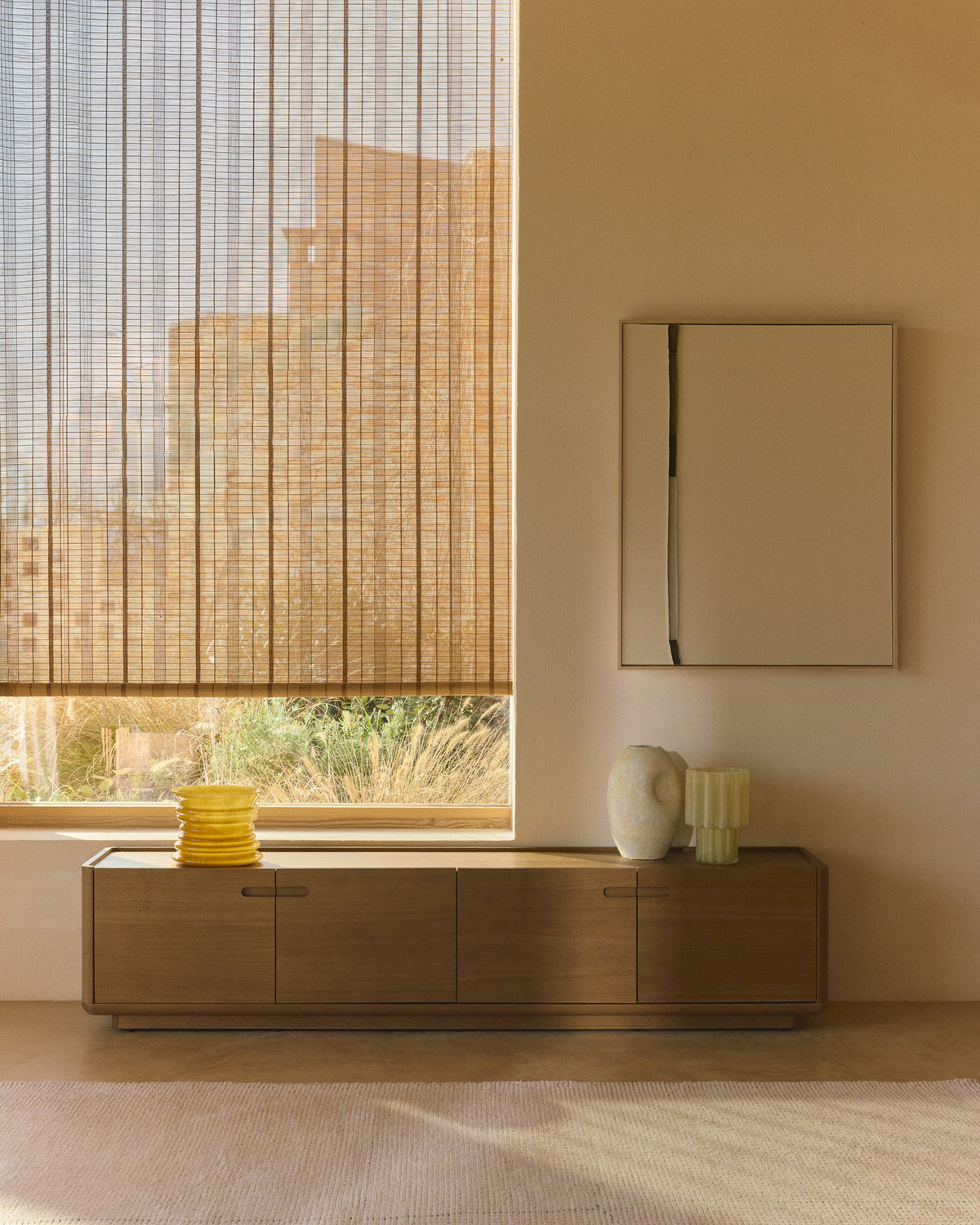 Abstraktes Bild Deravia, 80 x 100 cm in Beige, Hellgrün, Grün präsentiert im Onlineshop von KAQTU Design AG. Bild ist von Kave Home