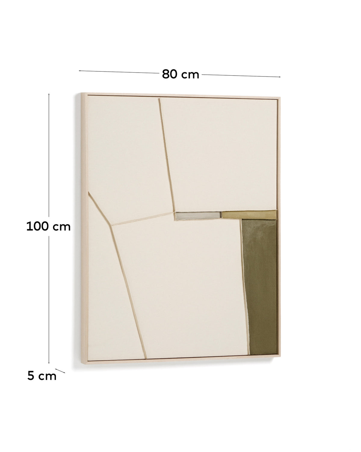Abstraktes Bild Deravia, 80 x 100 cm in Beige, Grau, Grün präsentiert im Onlineshop von KAQTU Design AG. Bild ist von Kave Home