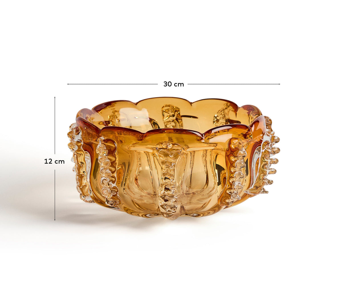 Tafelaufsatz Nicora aus orangefarbenem Glas, Ø 30 cm in Transparent präsentiert im Onlineshop von KAQTU Design AG. Vase ist von Kave Home