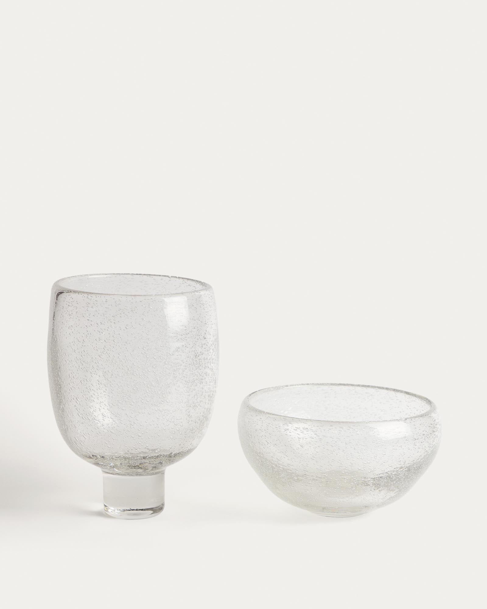 Eleganter Tafelaufsatz Sirau aus klarem Glas mit einem Durchmesser von 24 cm, ideal für stilvolle Dekorationen und besondere Anlässe.