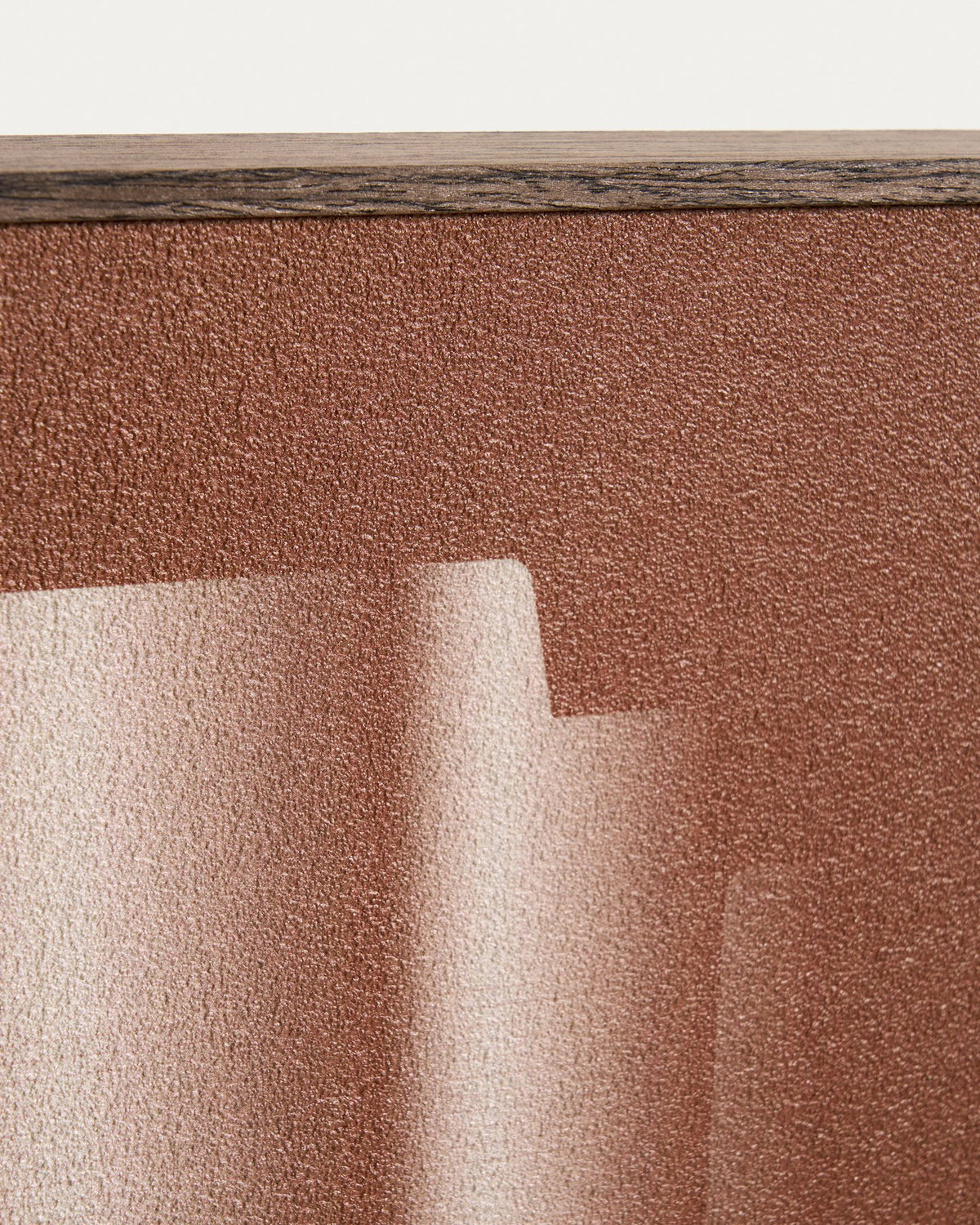 Abstraktes Wandbild Imaro in Dunkelorange, 35 x 50 cm, aus Kiefernholz, Segeltuch und Aluminium mit strukturierter Oberfläche.