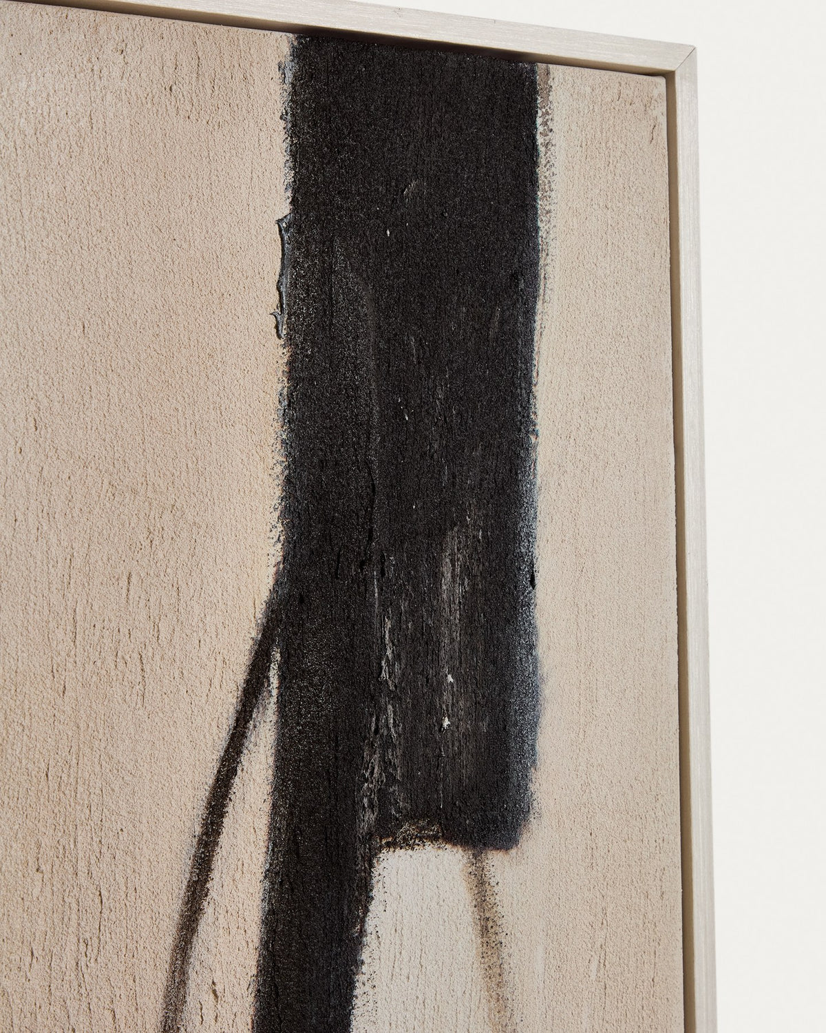 Abstraktes Wandbild Meril in Beige, Hellbraun und Ecru aus Kiefernholz und Segeltuch mit strukturierter Oberfläche, 80 x 100 cm.