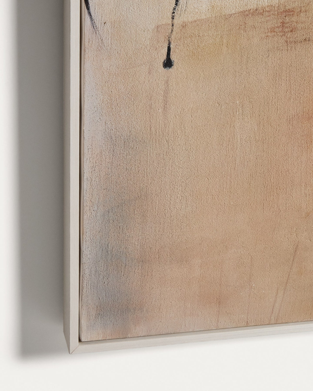 Abstraktes Bild Meril in Beige, Hellbraun und Ecru mit Reliefstruktur, Rahmen aus Kiefernholz und Segeltuch, Grösse 120 x 150 cm.