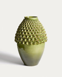 Vase Ederia aus Keramik in Hellgrün Ø 39 cm