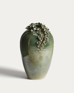 Vase Ederia aus Keramik in Olivgrün Ø 33 cm