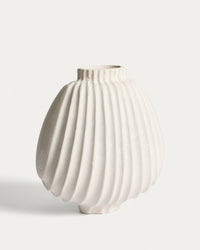 Vase Arisea aus Pappmaché, Farbe Ecru, 25 cm