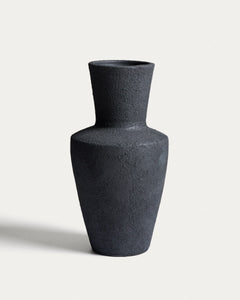 Vase Nerun aus Terrakotta, schwarz, 46 cm