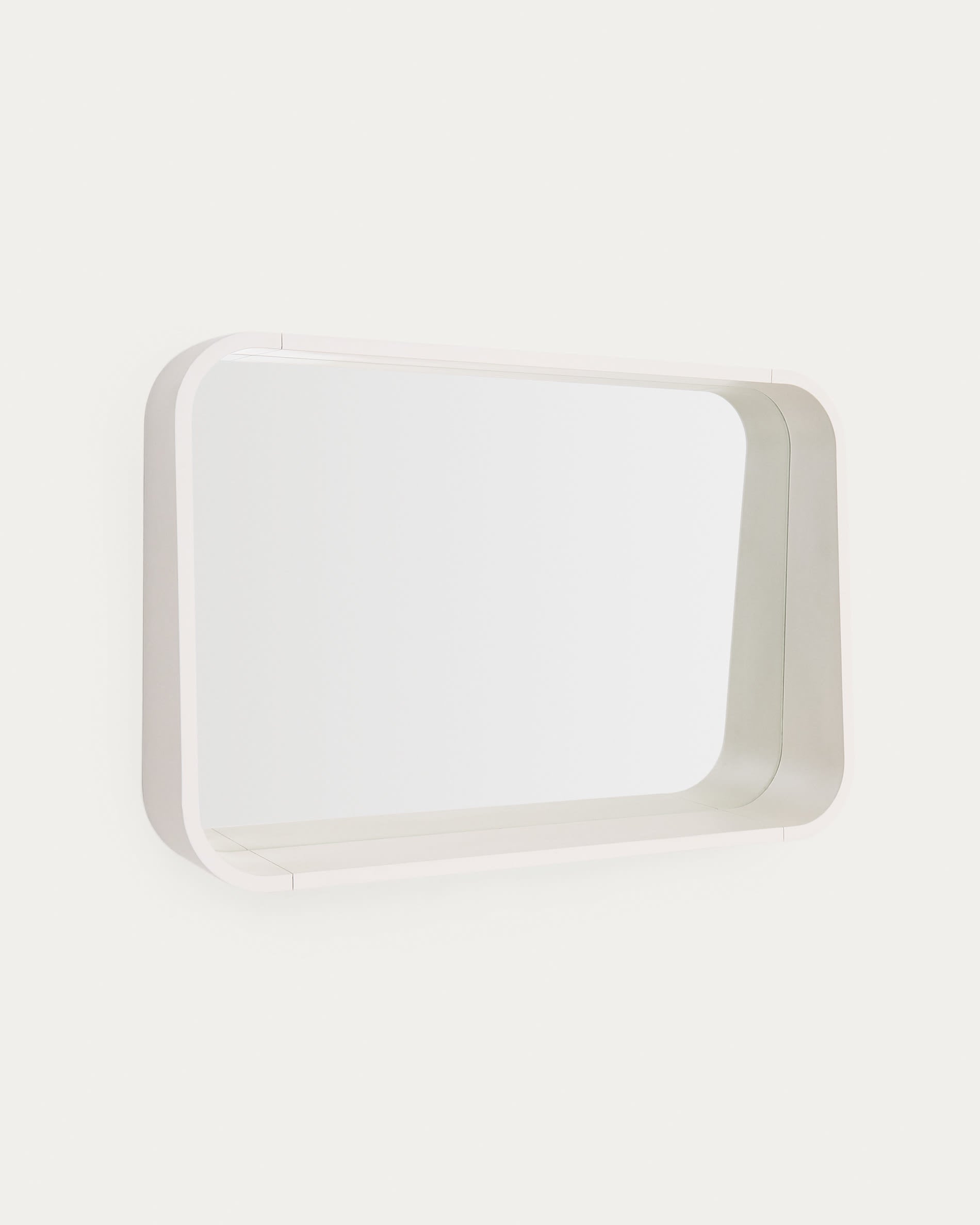 Salaya mirror made of ash plywood with beige lacquer finish, 90 x 60 cm