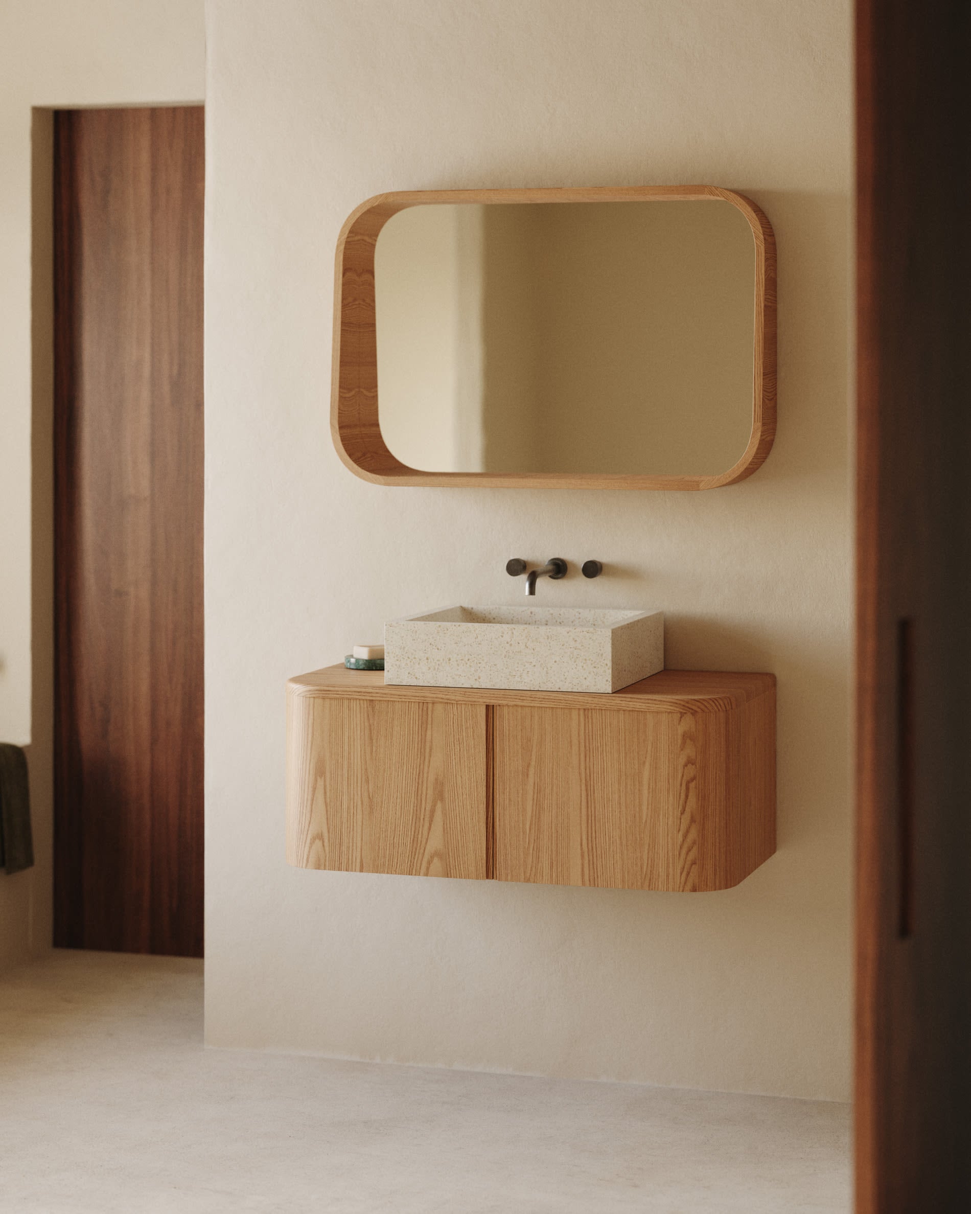Salaya mirror made of ash plywood with natural finish, 90 x 60 cm