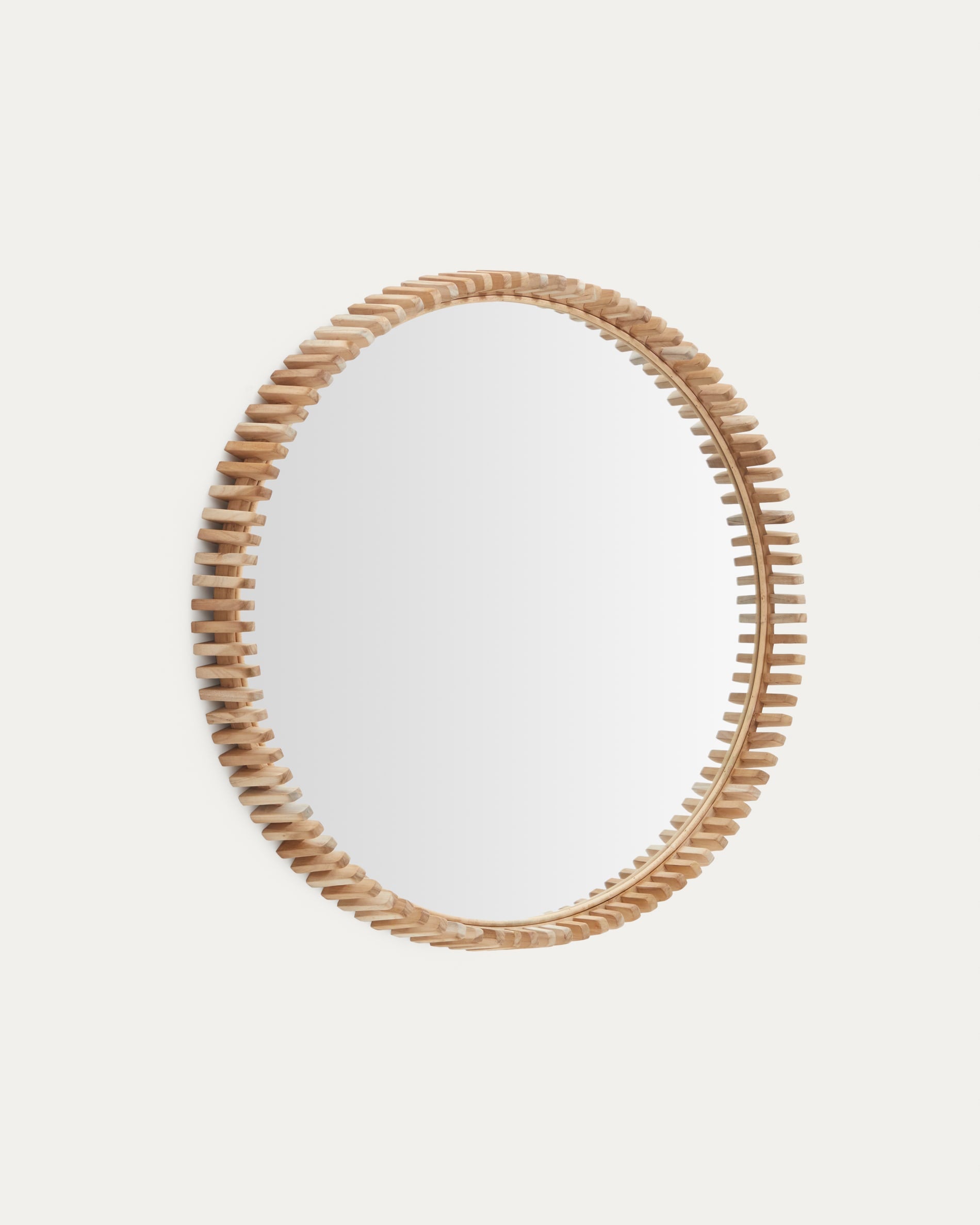 Polke mirror made of teak wood Ø 80 cm