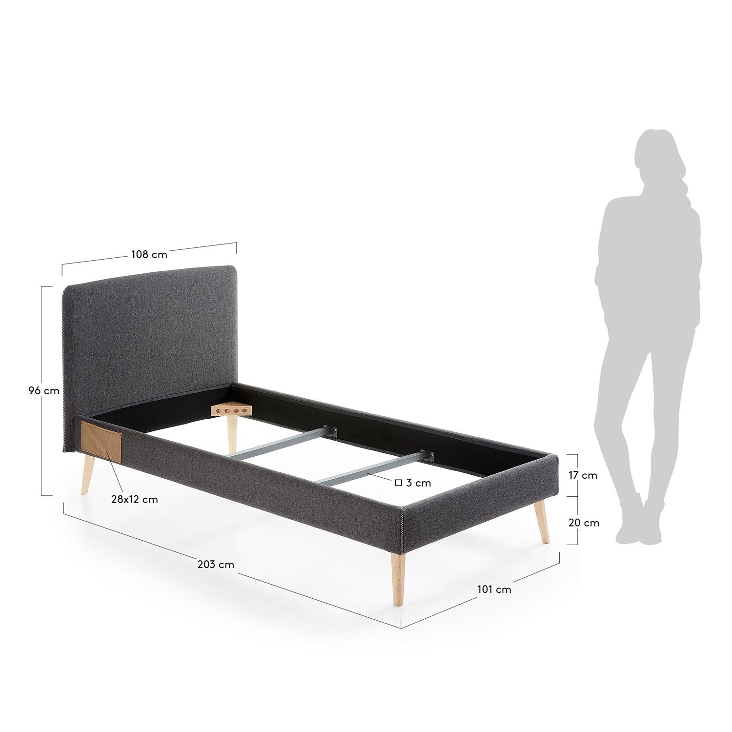 Entdecken Sie das Dyla Bett von Kave Home: Elegantes Design, abnehmbarer Bezug und robuste Buche für optimalen Schlafkomfort.