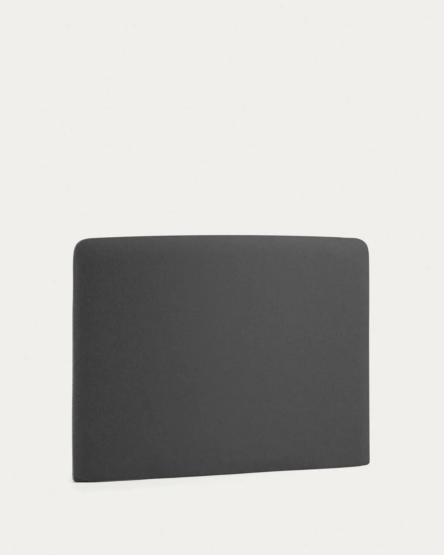 Elegantes schwarzes Bettkopfteil Dyla mit abnehmbarem Bezug, passend für 90 cm Betten, aus nachhaltigen Materialien.
