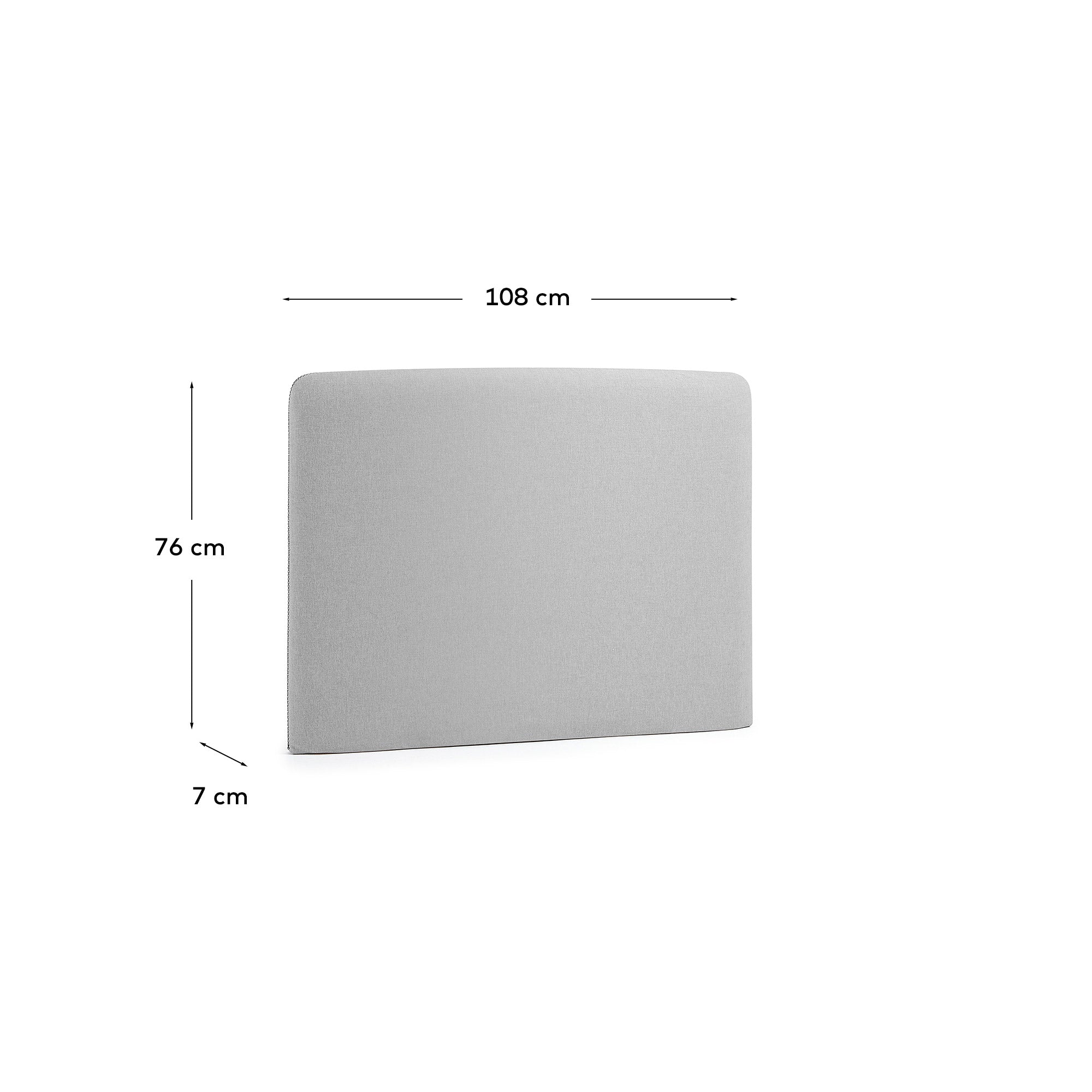 Elegantes Dyla Kopfteil in Grau für 90 cm Betten. Abnehmbarer Bezug, pflegeleicht und nachhaltig. Perfekte Kombination aus Stil und Funktion.