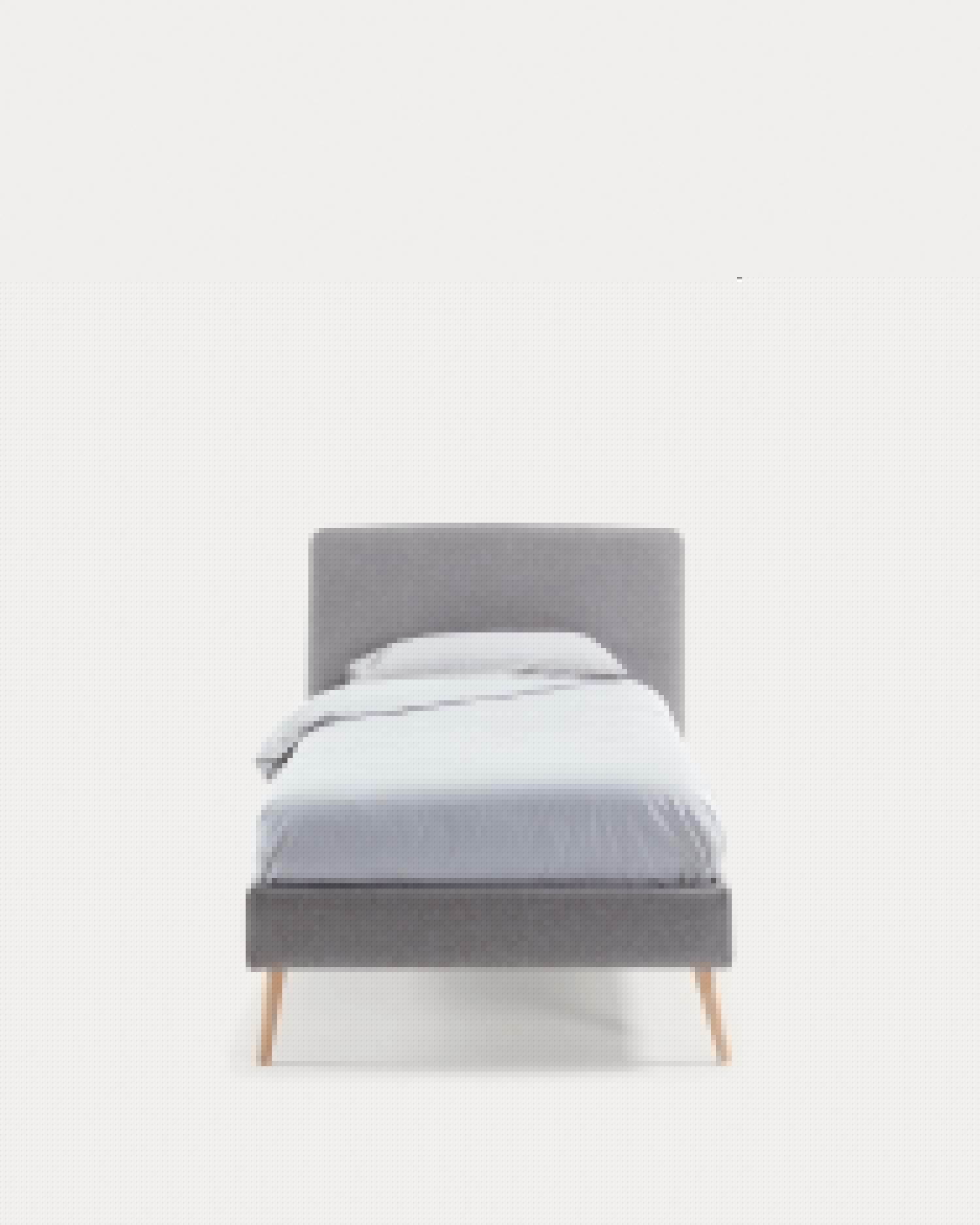 Eleganter grauer Dyla Bettbezug von Kave Home, passend für 90x190 cm Betten, ideal für moderne Schlafzimmer.
