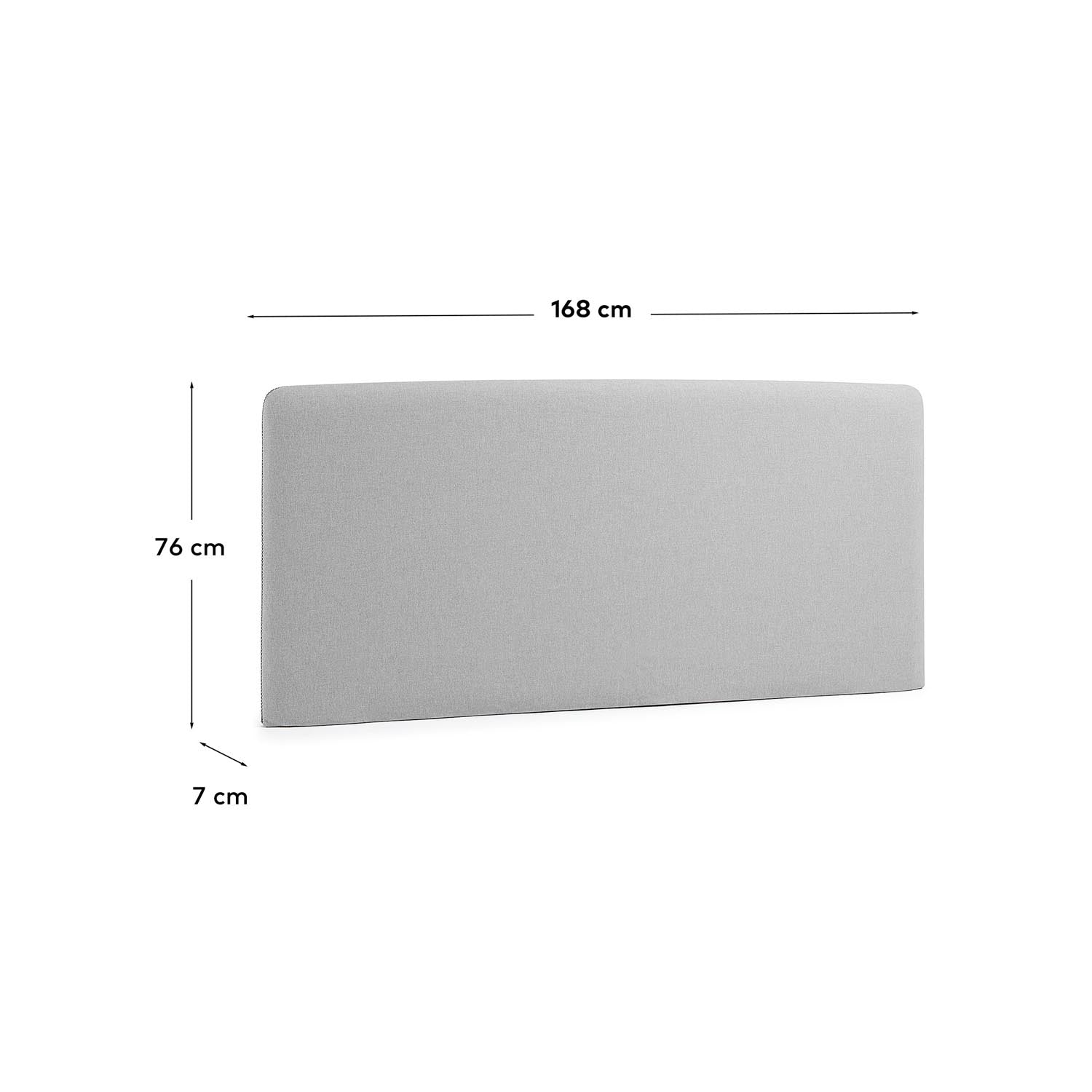Eleganter grauer Dyla Bezug für 150 cm Bettkopfteil von Kave Home, modern und praktisch für ein stilvolles Schlafzimmer.