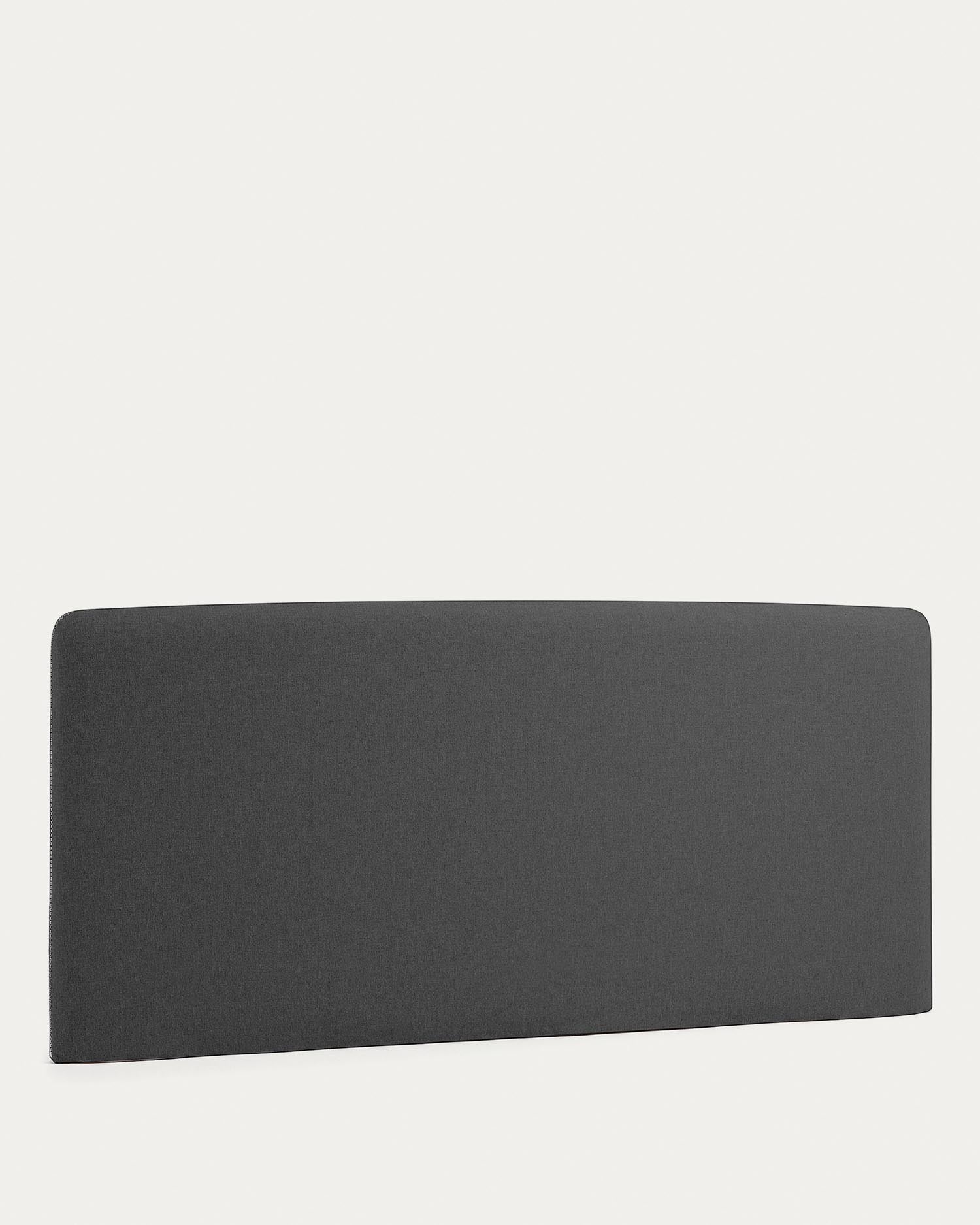 Eleganter schwarzer Bezug für 160 cm Bettkopfteil, mit Glaselementen für zeitlose Raffinesse und Schutz.