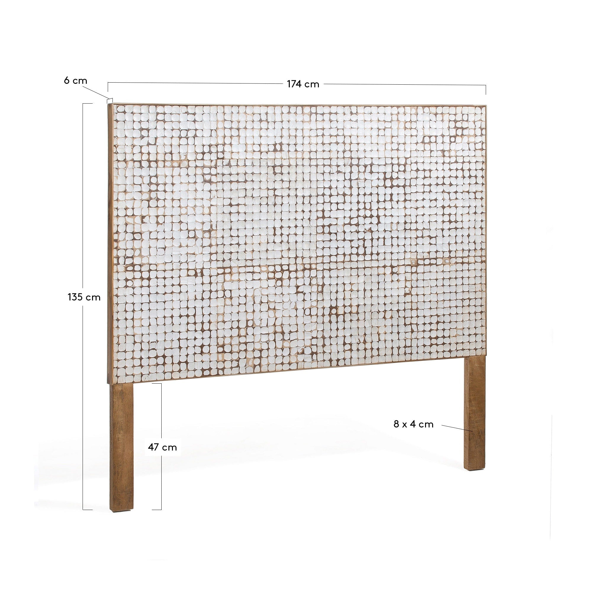 Kron Kopfteil aus Mangoholz und Kokosnussschalen, ideal für 160 cm breite Betten, stilvoll und hochwertig von Kave Home.