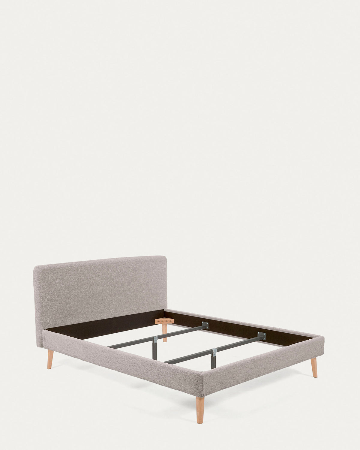 Housse Dyla en bouclé gris clair pour lit avec matelas 160 x 200 cm