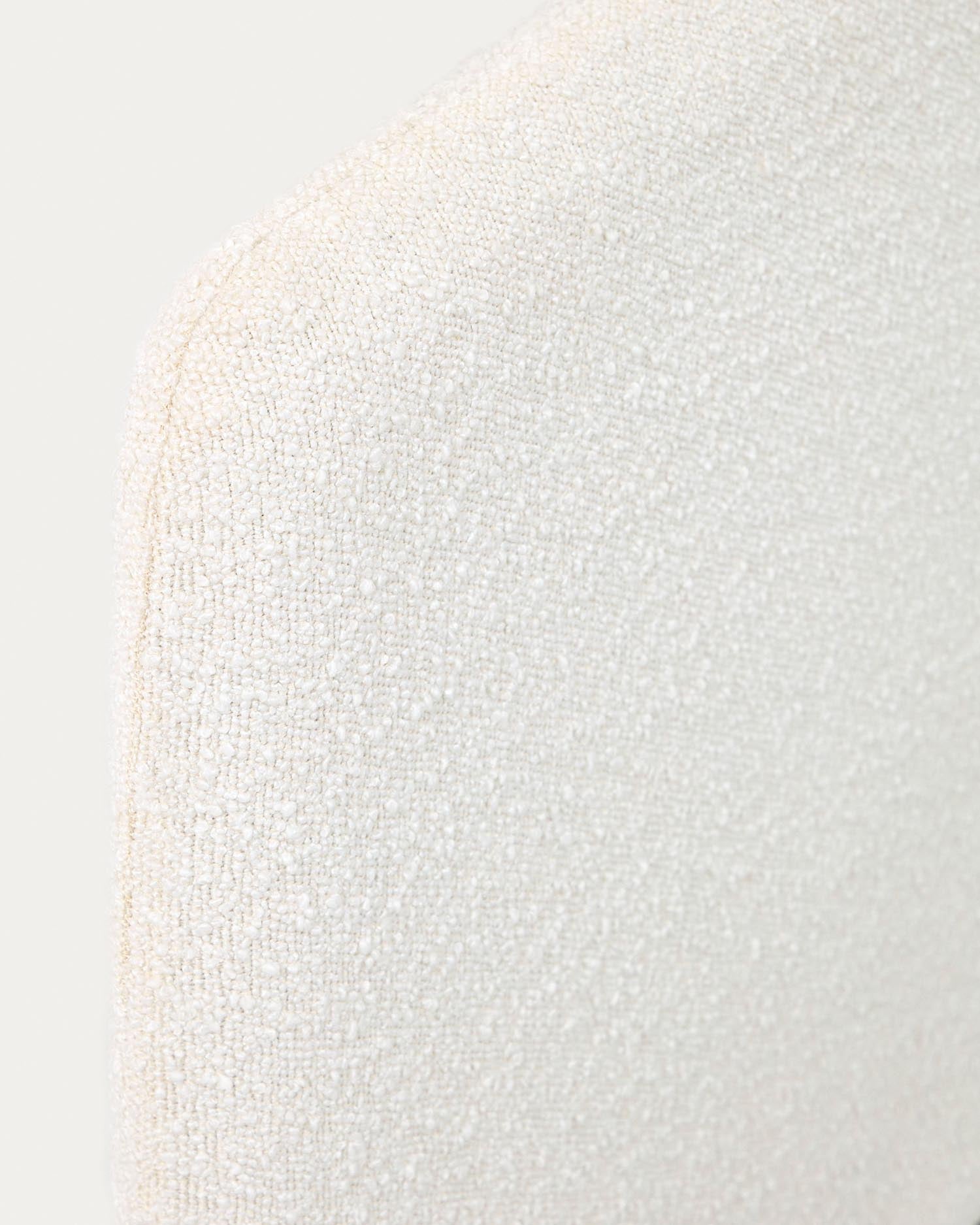 Stilvolles Dyla Bett in weissem Bouclé: Hochwertige Materialien, minimalistisches Design, pflegeleicht und perfekt für 160x200 cm Matratzen.