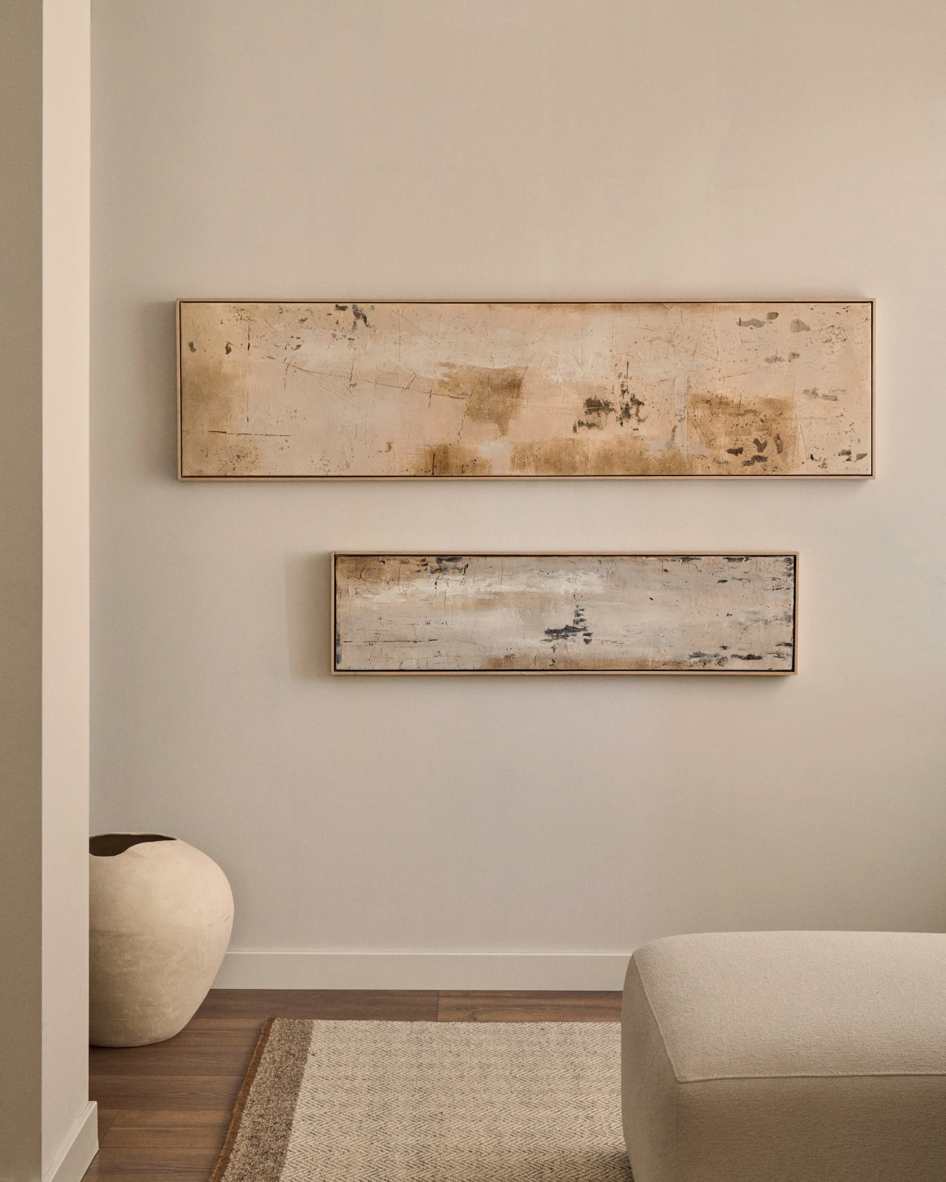 Abstract painting Selnar grey 122 x 32 cm