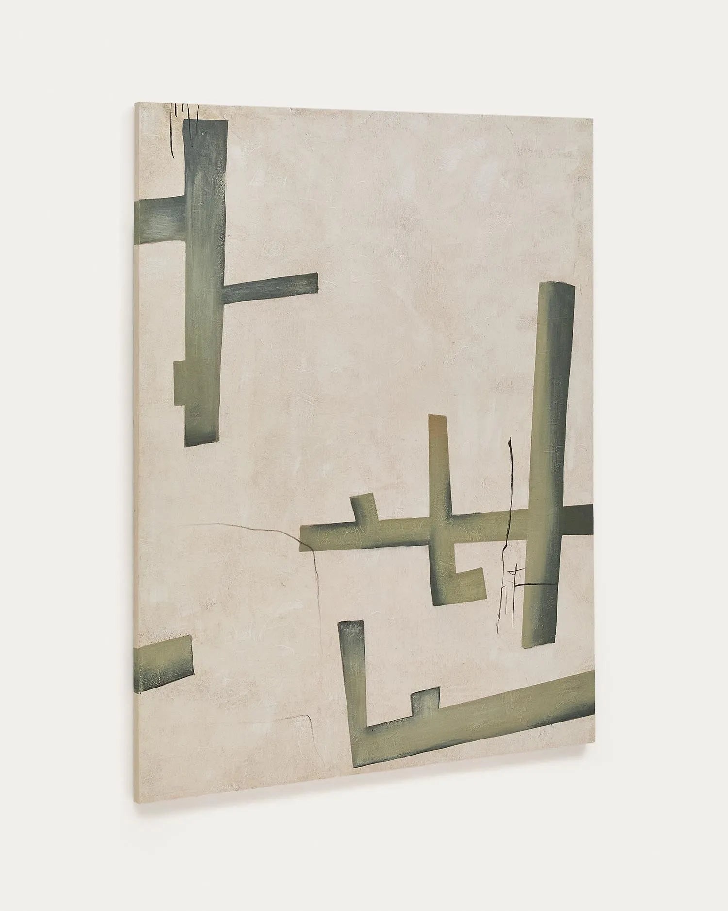 Abstrakte grüne Leinwand von Kave Home, 180x140 cm, modernes Design, ideal für stilvolle Wohnräume, hochwertige Verarbeitung.